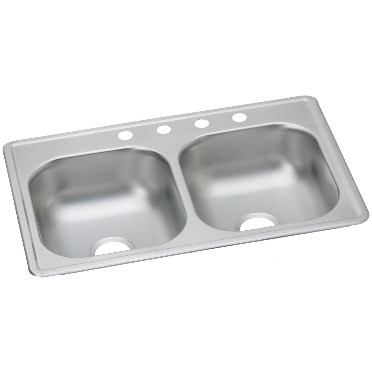 Elkay Dayton Stainless Steel 33'' X 19'' X 6-7/16'', Equal Double Bowl Top Mount Sink