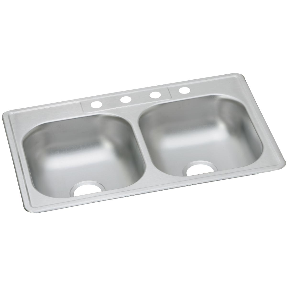 Elkay Dayton Stainless Steel 33'' X 22'' X 6-9/16'', Equal Double Bowl Drop-In Sink
