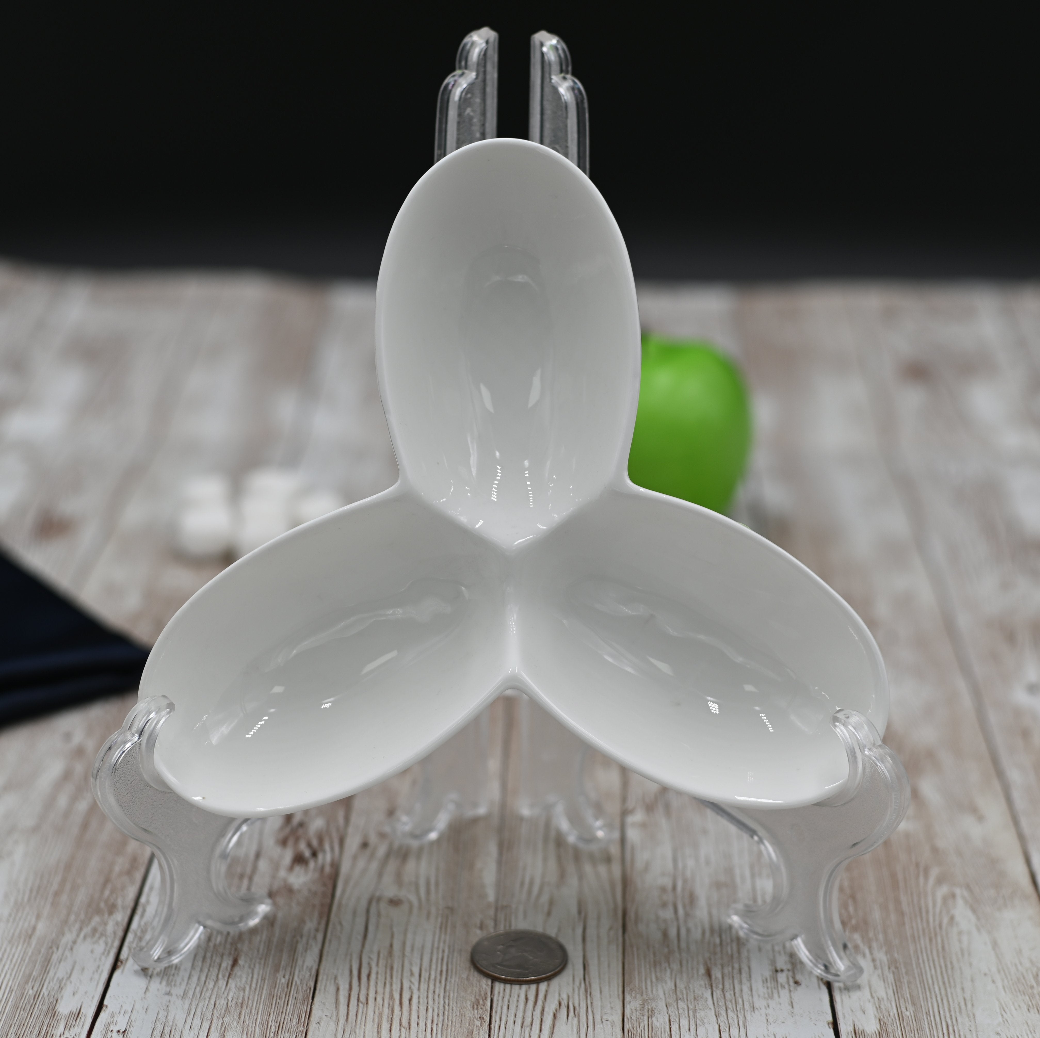 Set Of 6 White 3 Part Divided Dish 5" inch | 13 Cm
