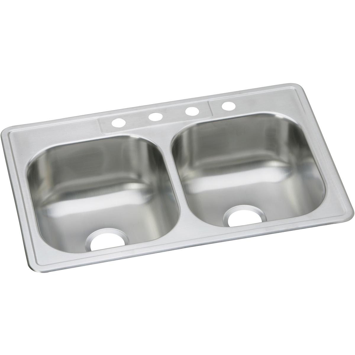 Elkay Dayton Stainless Steel 33'' X 22'' X 8-1/16'', Equal Double Bowl Drop-In Sink