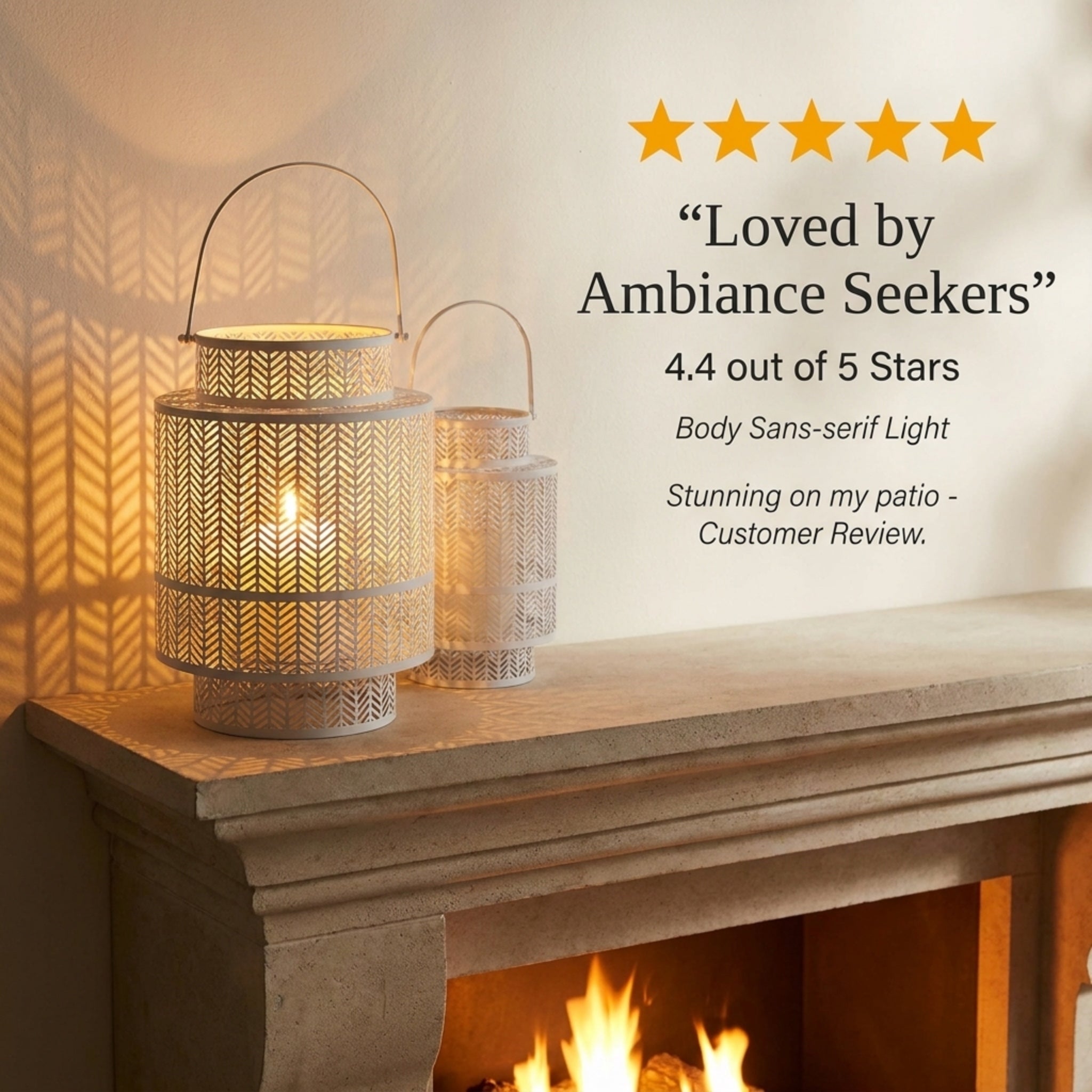 Hanging Candle Lantern – White Mesh Lantern Decor for Cozy Flickering Candle Light
