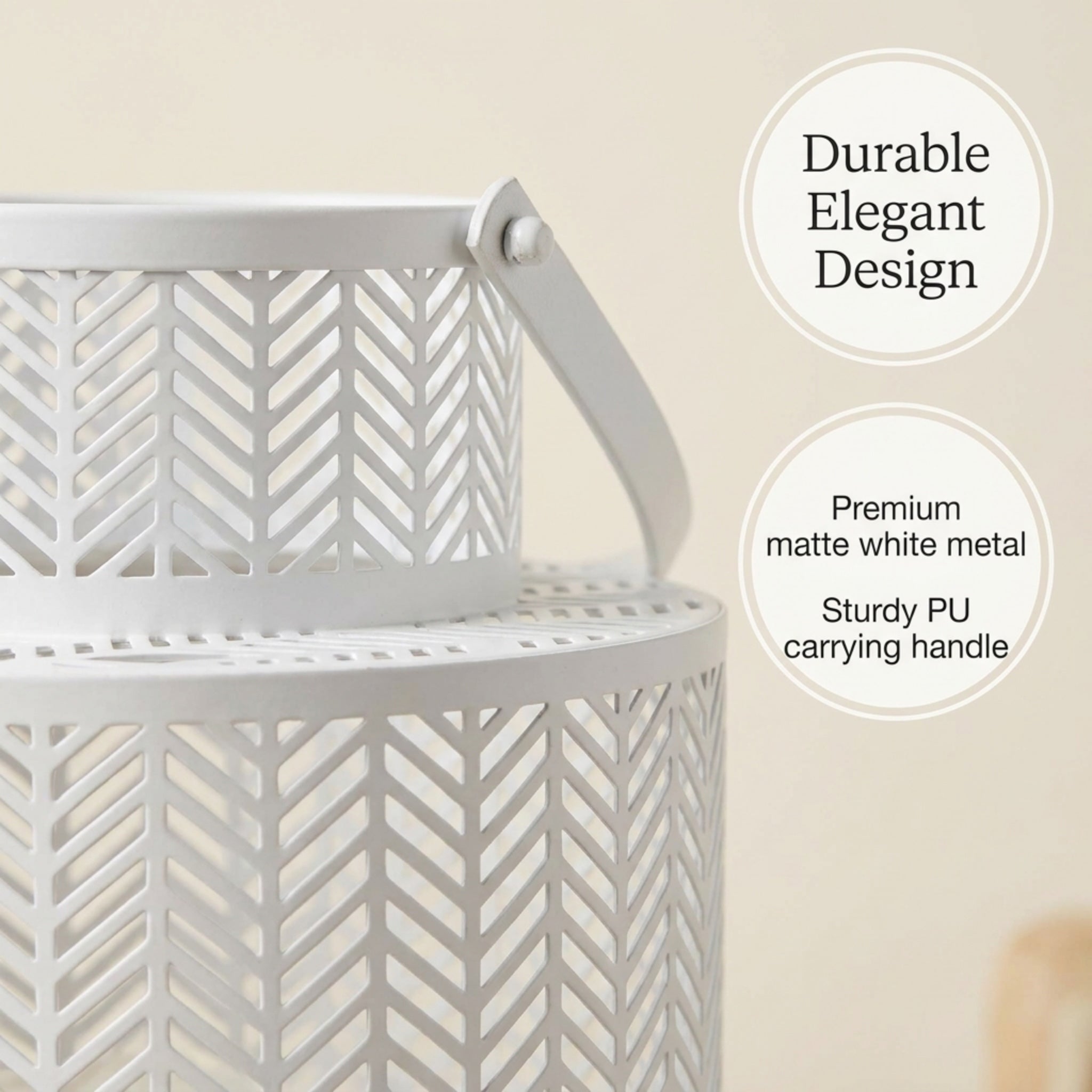Hanging Candle Lantern – White Mesh Lantern Decor for Cozy Flickering Candle Light