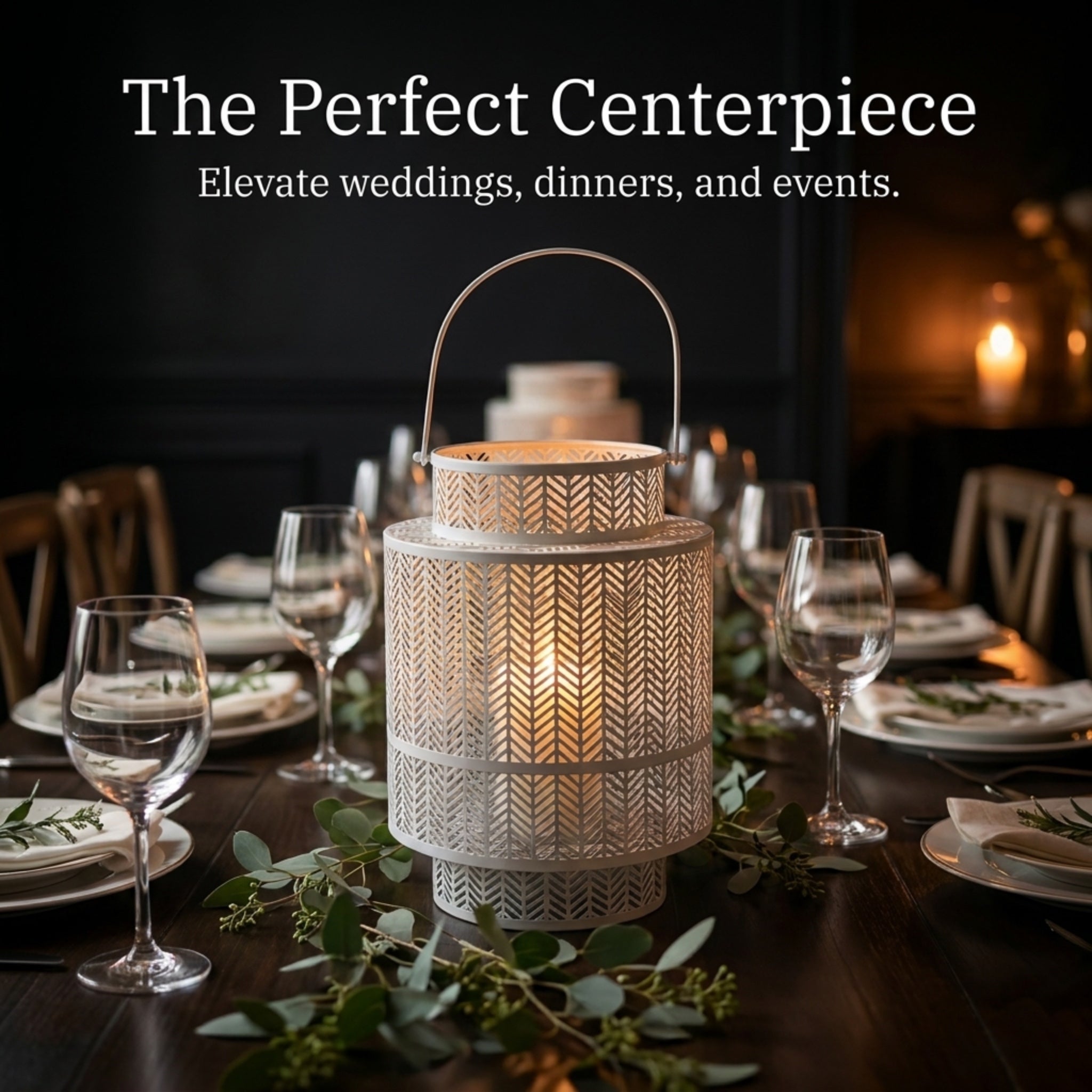 Hanging Candle Lantern – White Mesh Lantern Decor for Cozy Flickering Candle Light
