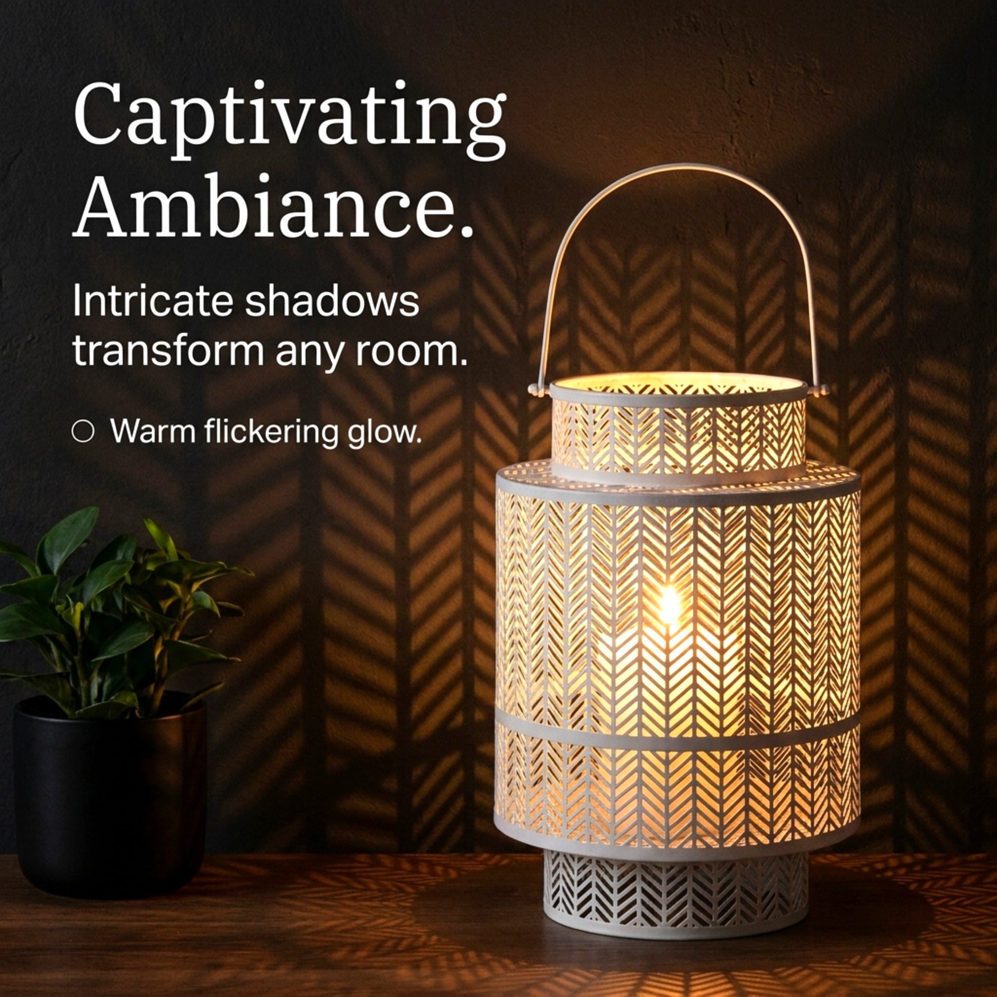 Hanging Candle Lantern – White Mesh Lantern Decor for Cozy Flickering Candle Light