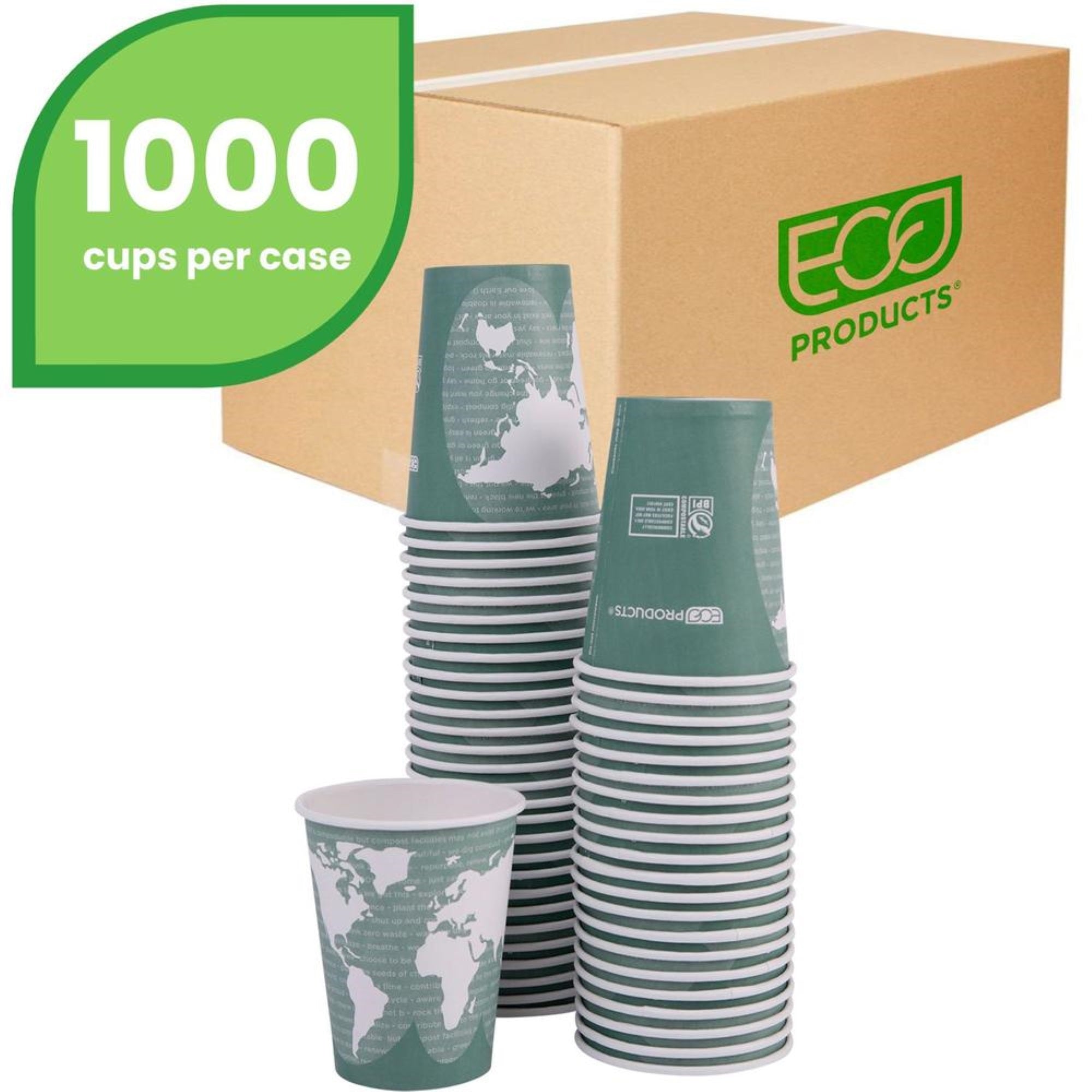 Eco-Products World Art Hot Beverage Cups - 50 / Pack - 12 Fl Oz - 20 / Carton - Multi - Paper, Resin - Hot Drink