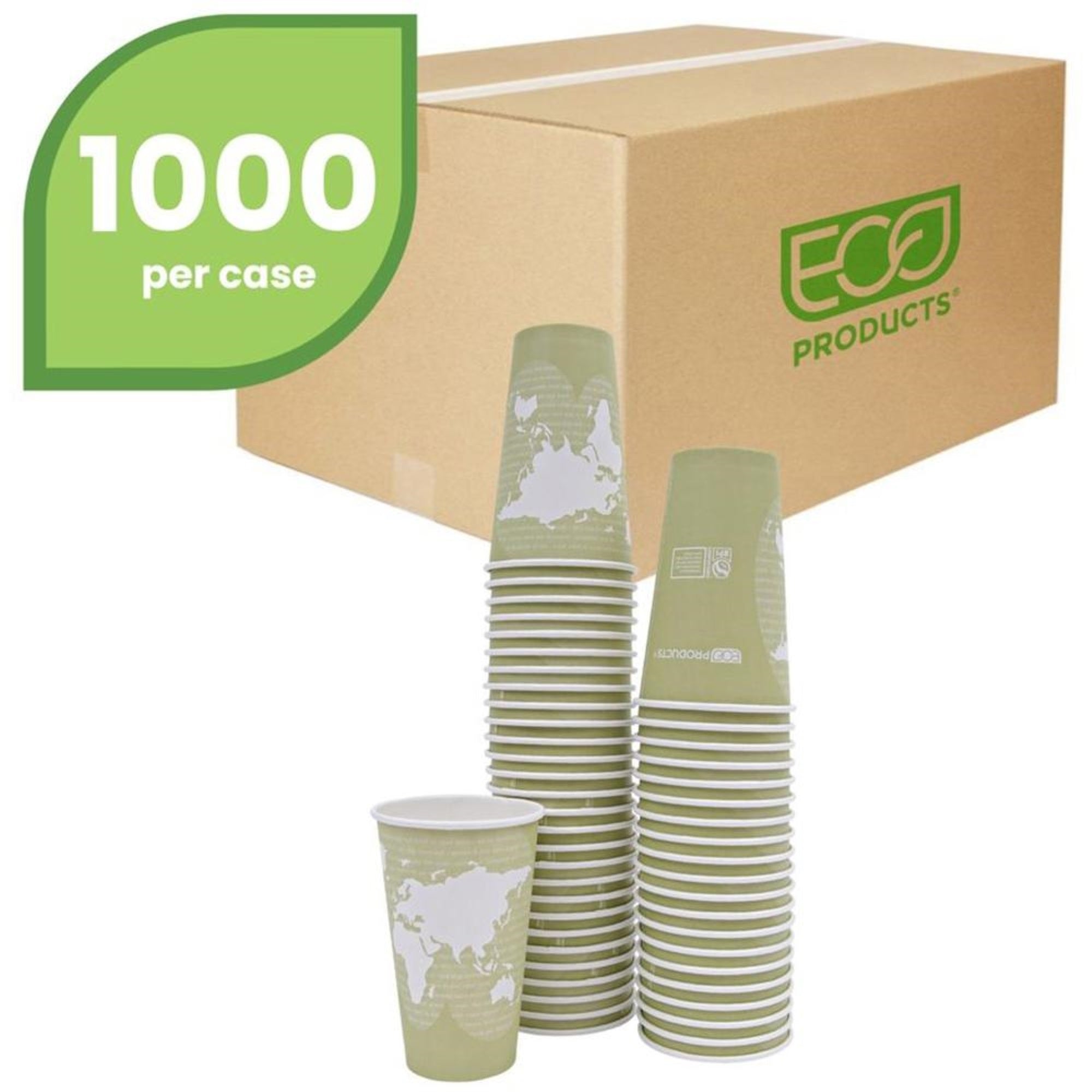 Eco-Products World Art Hot Beverage Cups - 50 / Pack - 16 Fl Oz - 20 / Carton - Multi - Paper, Resin - Hot Drink