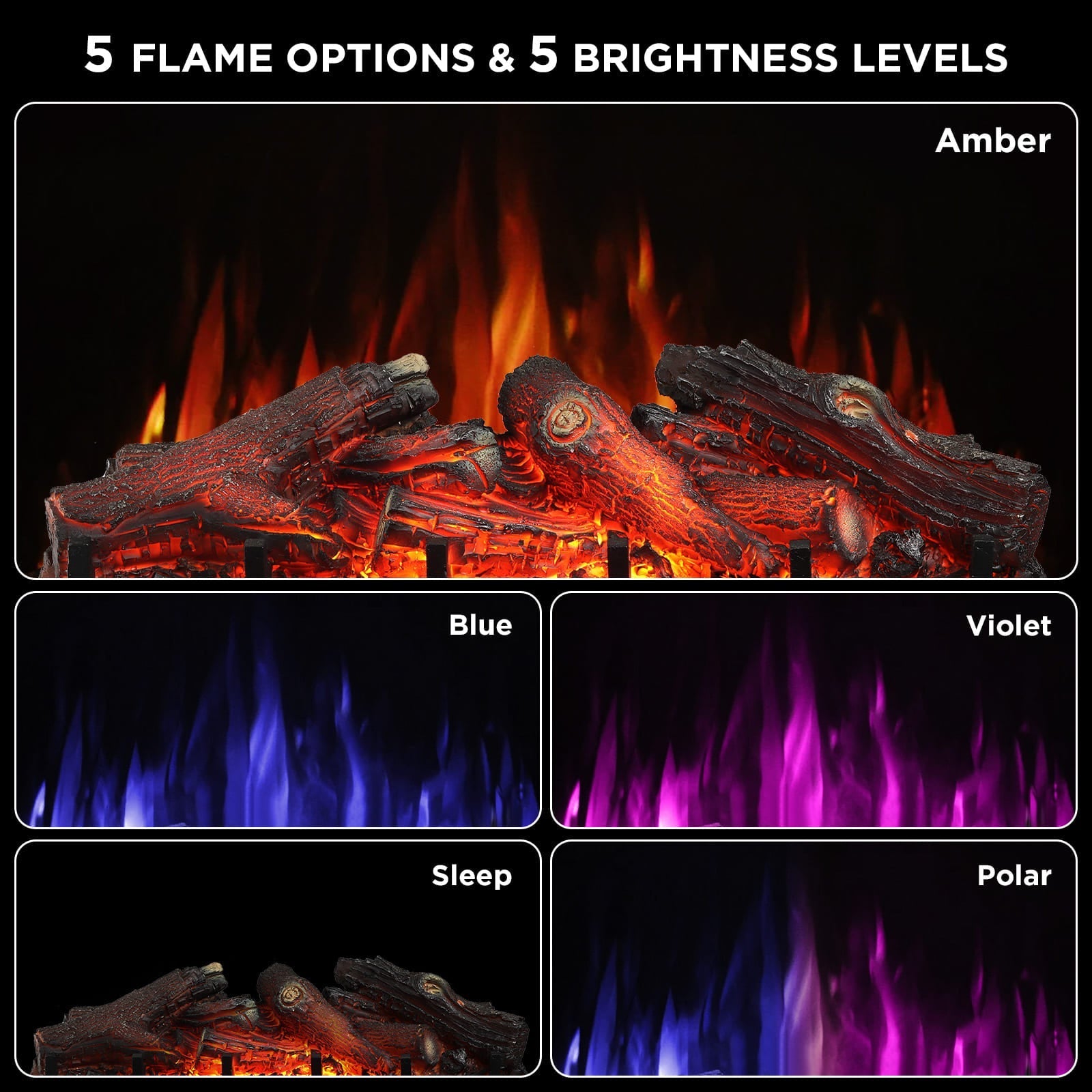 (Open Box) Eternal Flame EF26-LG Smart Electric Fireplace Logs, WiFi Enabled