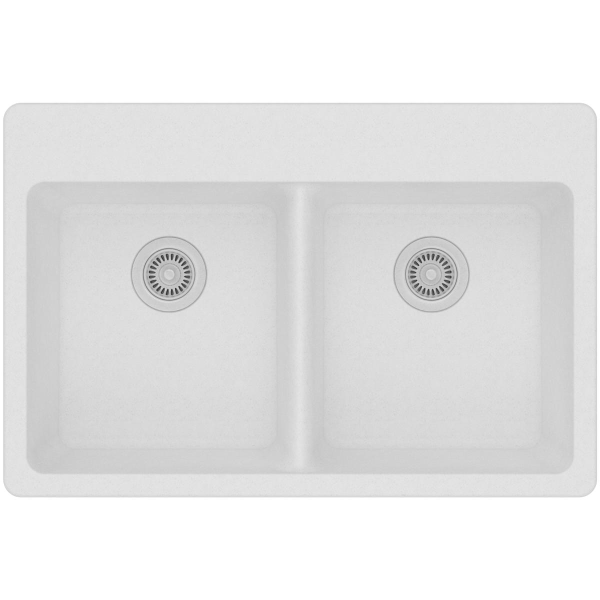 Elkay Quartz Classic 33'' x 22'' x 9-1/2''  Equal Double Bowl Top Mount Sink  White