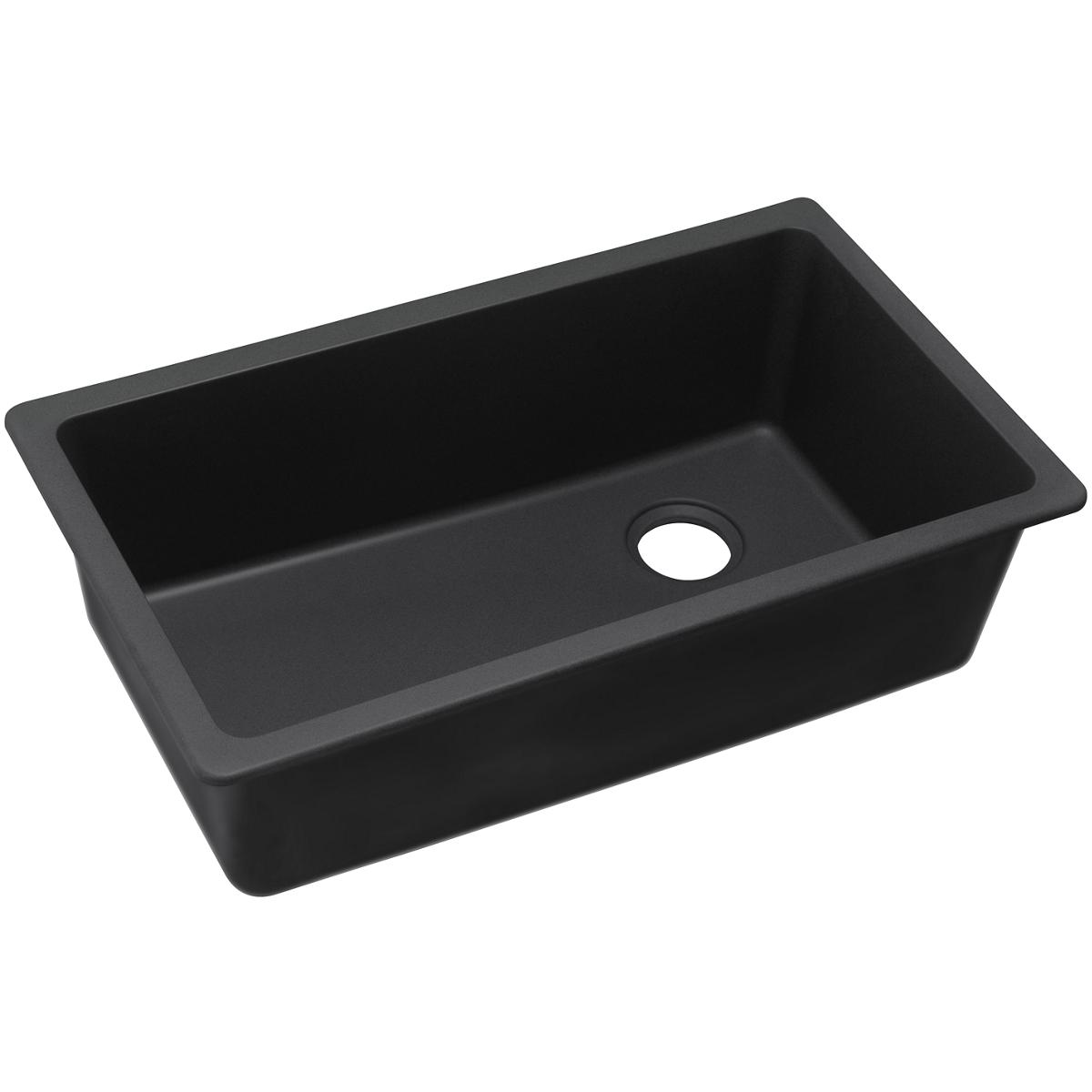 Elkay Quartz Classic 33'' X 18-3/4'' X 9-1/2'', Single Bowl Undermount Sink, Black