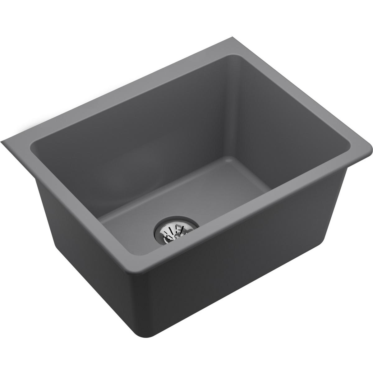 Elkay Quartz Classic 25'' X 18-1/2'' X 11-13/16'', Undermount Laundry Sink With Perfect Drain, Greystone