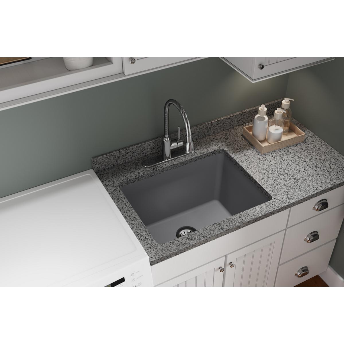 Elkay Quartz Classic 25'' x 18-1/2'' x 11-13/16''  Undermount Laundry Sink with Perfect Drain  Greystone