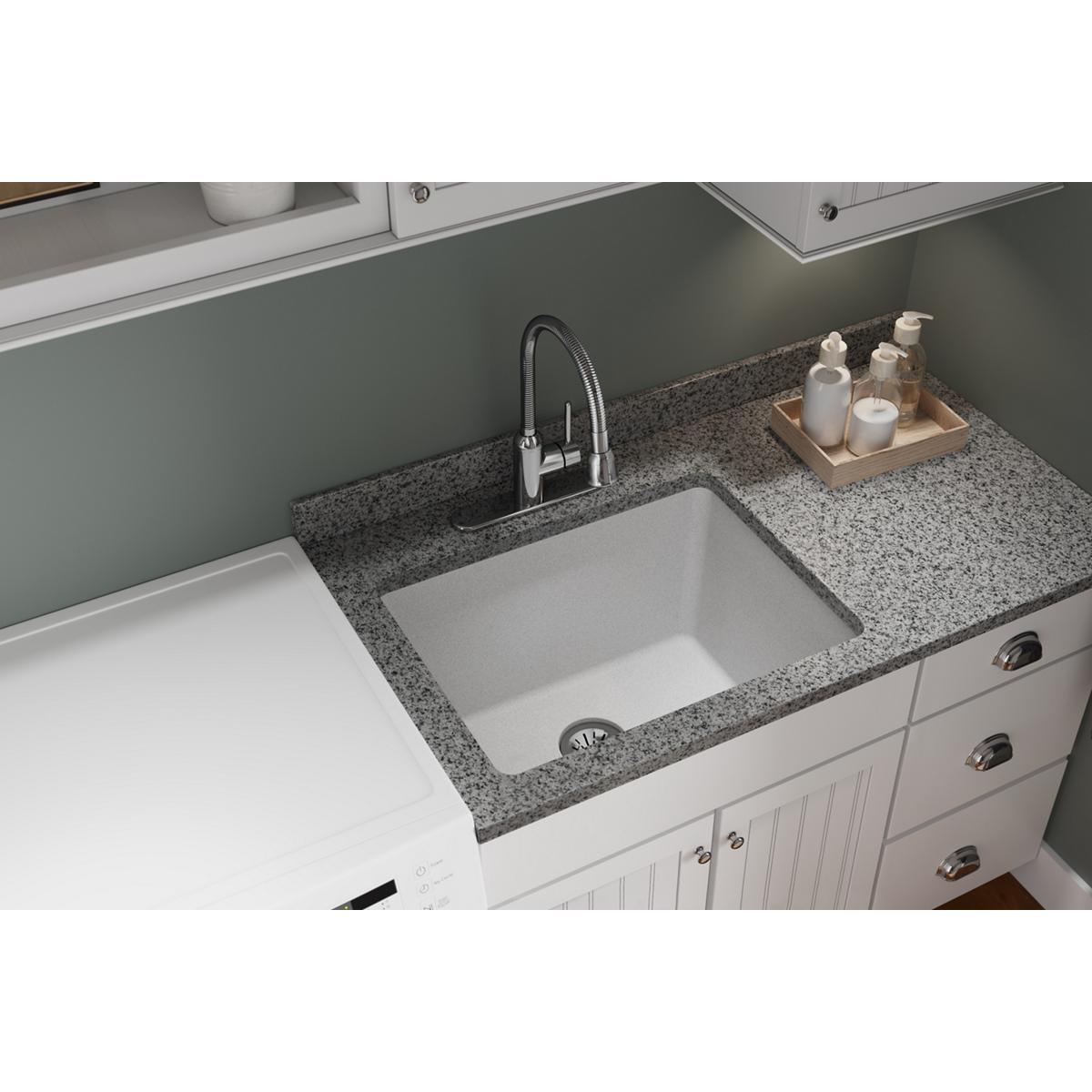 Elkay Quartz Classic 25'' x 18-1/2'' x 11-13/16''  Undermount Laundry Sink with Perfect Drain  White