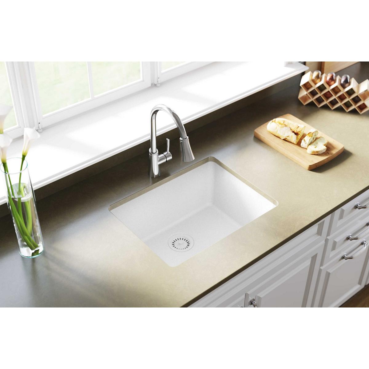 Elkay Quartz Classic 24-5/8'' x 18-1/2'' x 9-1/2''  Single Bowl Undermount Sink  White