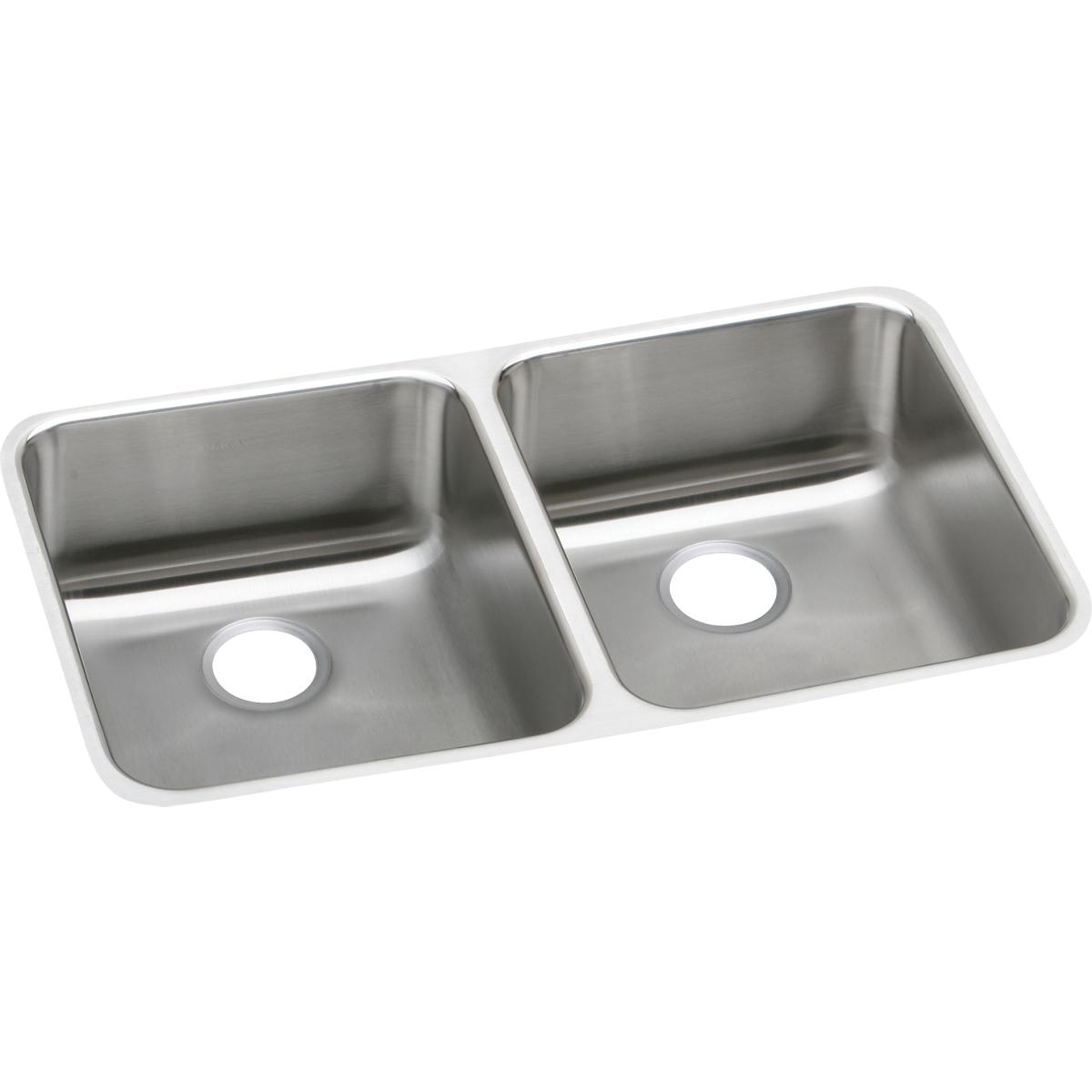Elkay Lustertone Classic Stainless Steel 30-3/4'' X 18-1/2'' X 5-3/8'', Equal Double Bowl Undermount Ada Sink