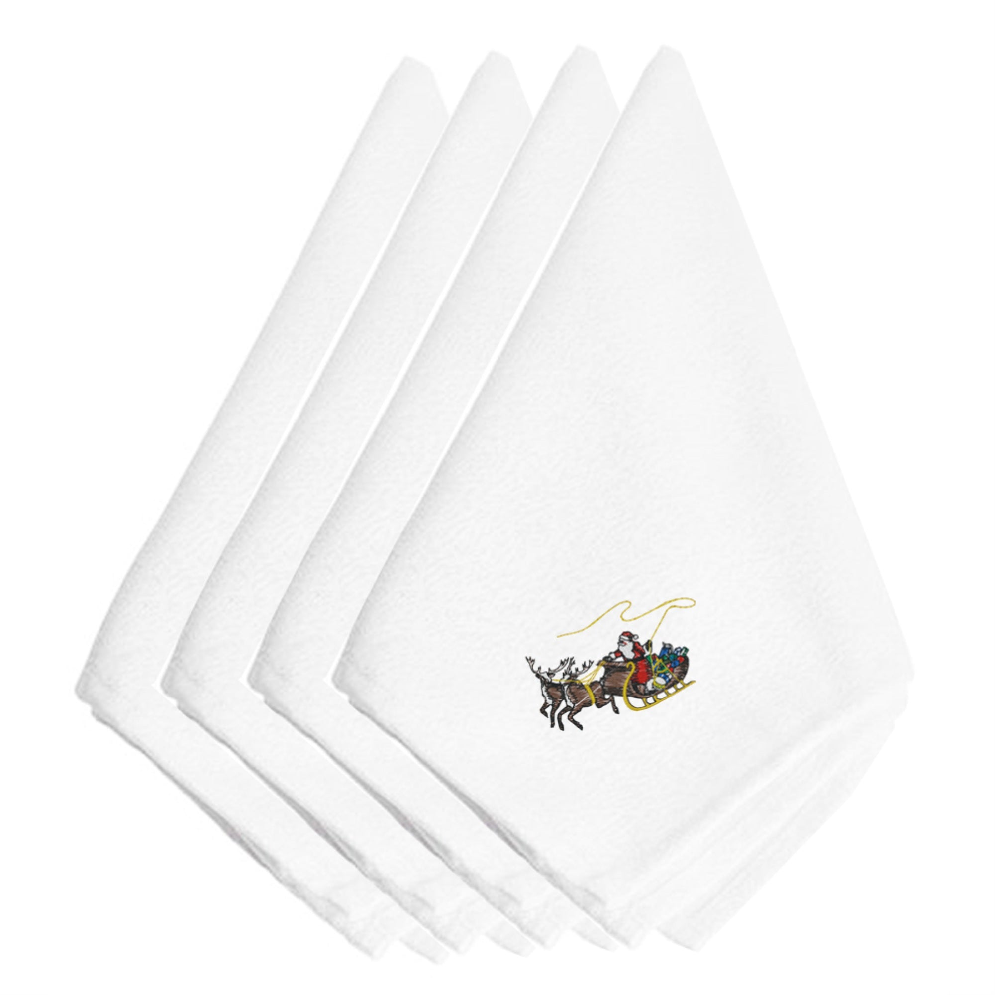 'Caroline'S Treasures Embt2078Npke Christmas Santa Claus And Seigh Embroidered Napkins (Set Of 4), 20'''', Multicolor''