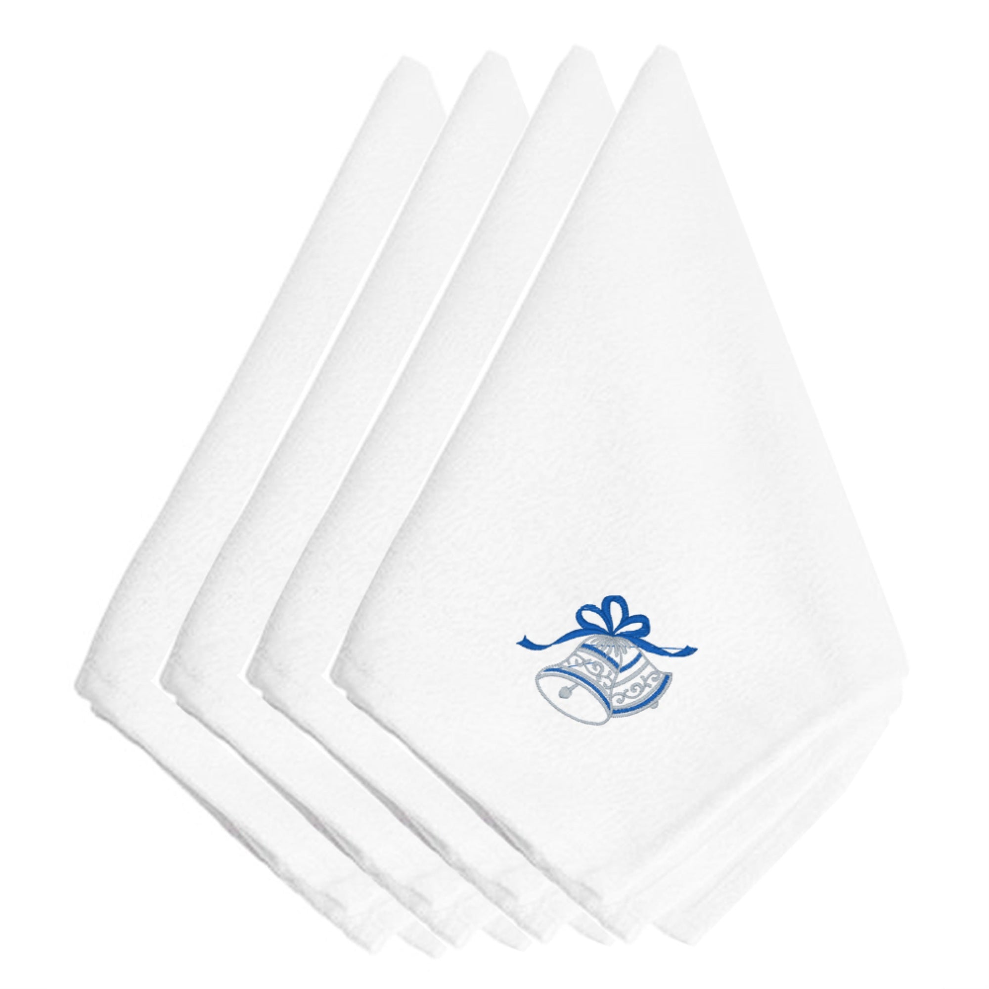 'Caroline'S Treasures Embt2104Npke Christmas Blue And Silver Bells Embroidered Napkins (Set Of 4), 20'''', Multicolor''