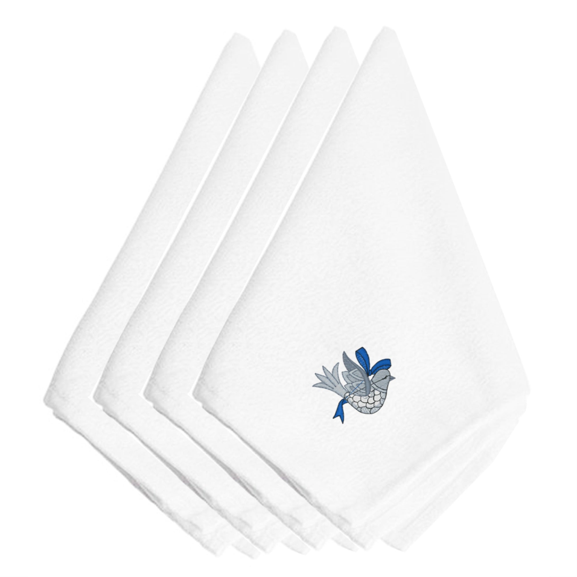 'Caroline'S Treasures Embt2105Npke Christmas Blue And Silver Dove Embroidered Napkins (Set Of 4), 20'''', Multicolor''