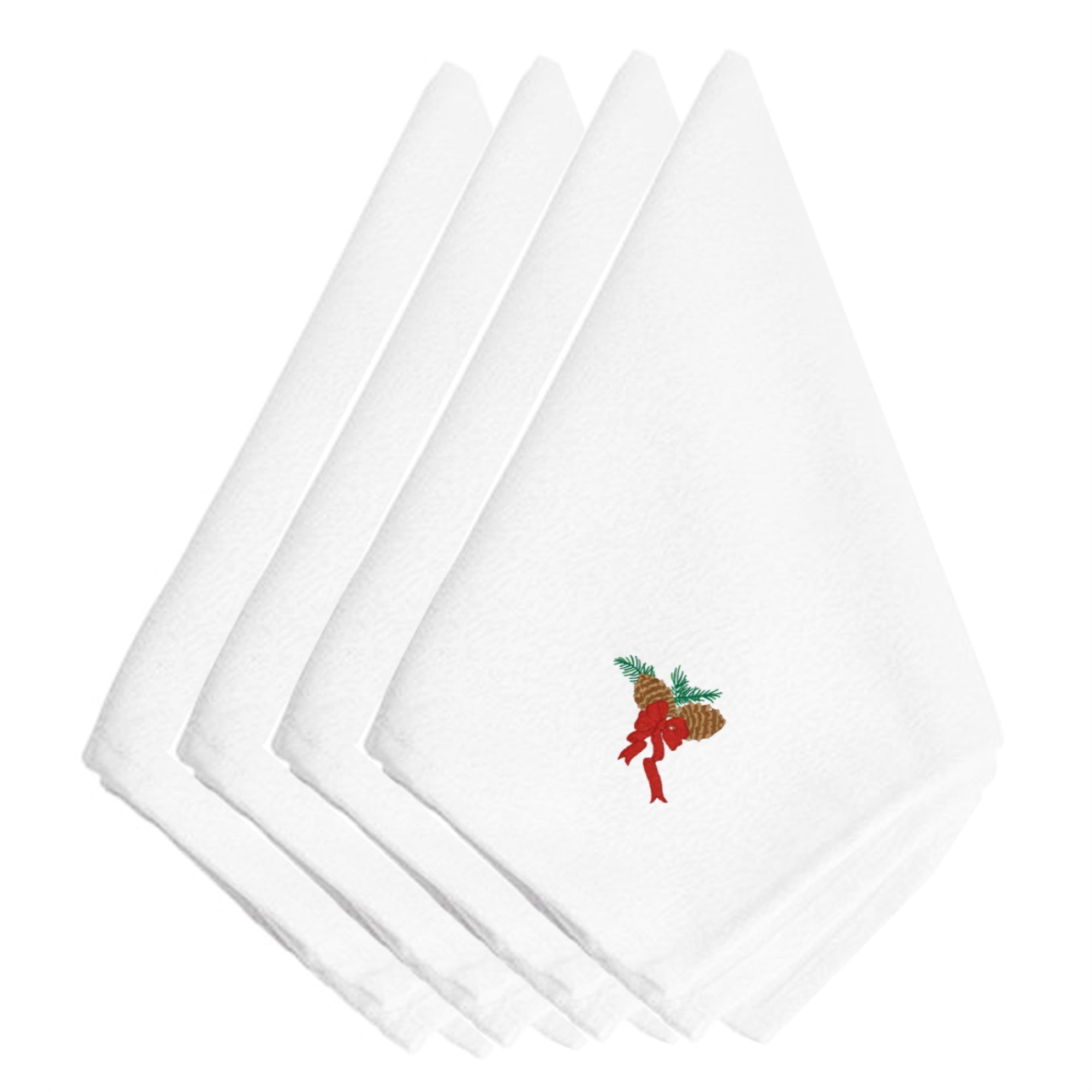 'Caroline'S Treasures Embt2106Npke Christmas Pine Cones With Red Ribbon Embroidered Napkins (Set Of 4), 20'''', Multicolor''