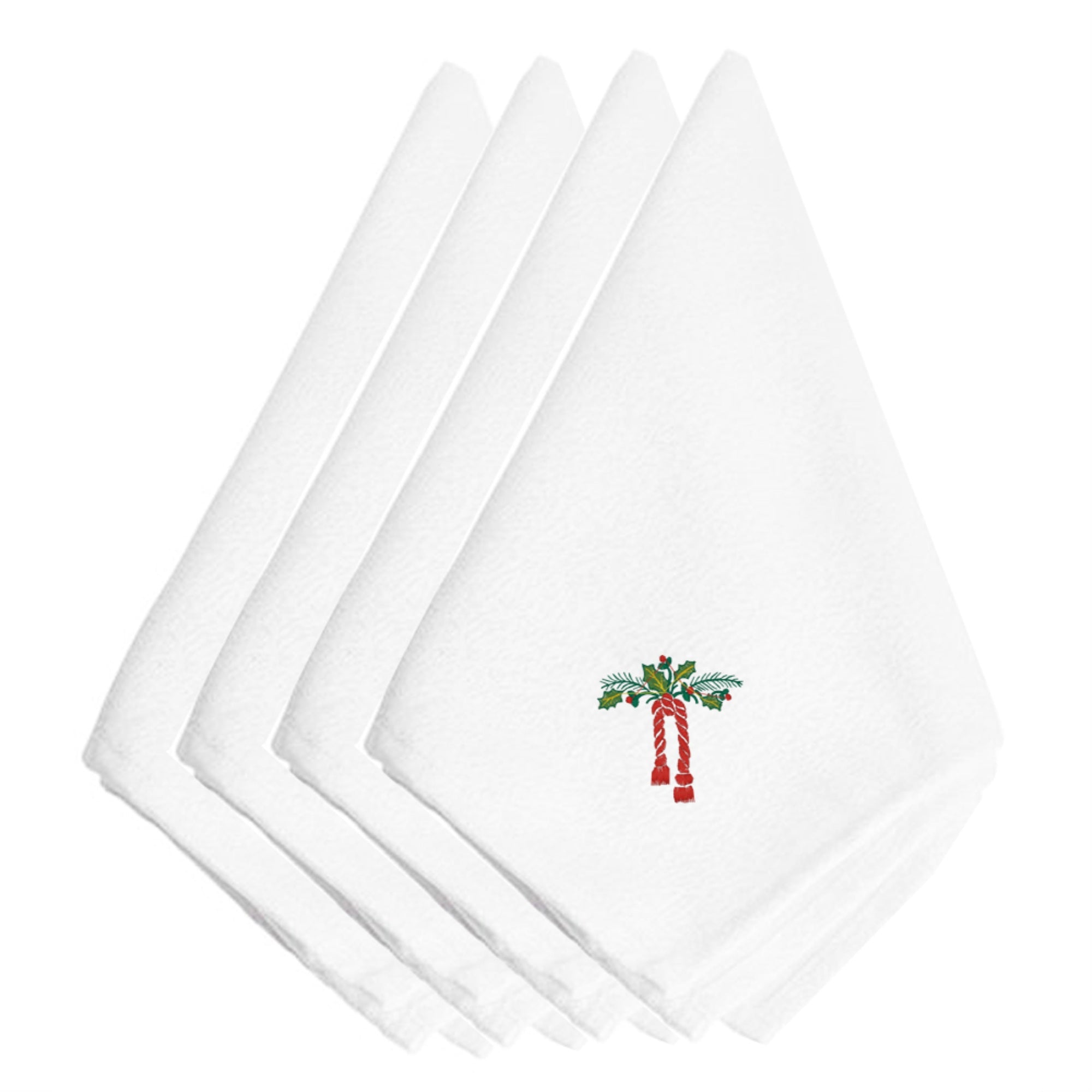 'Caroline'S Treasures Embt2408Npke Christmas Holly Drape Embroidered Napkins (Set Of 4), 20'''', Multicolor''