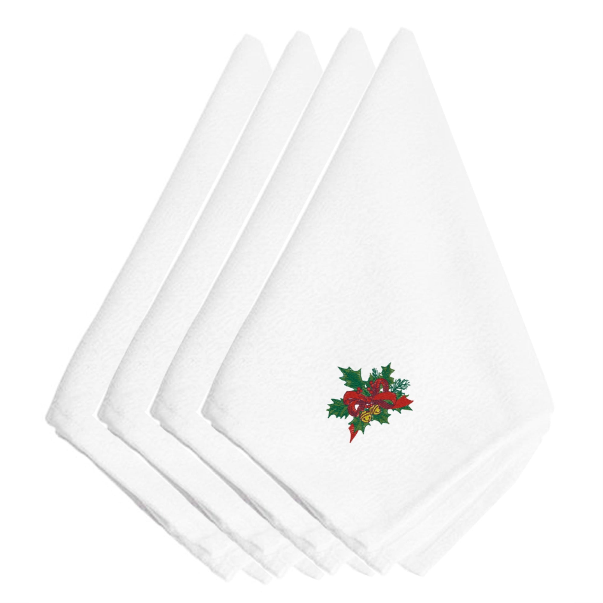 'Caroline'S Treasures Embt2414Npke Christmas Holly Bells Embroidered Napkins (Set Of 4), 20'''', Multicolor''