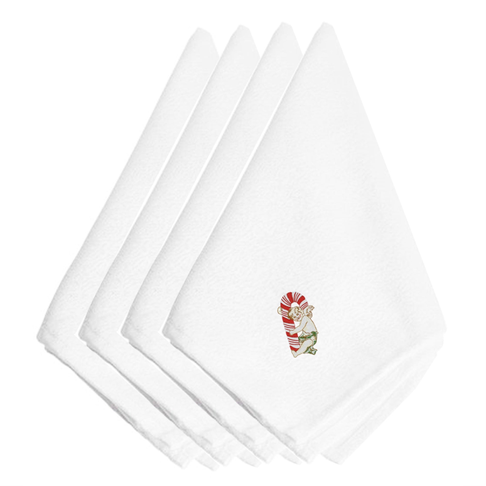 'Caroline'S Treasures Embt2415Npke Christmas Candy Cane Cherub Embroidered Napkins (Set Of 4), 20'''', Multicolor''