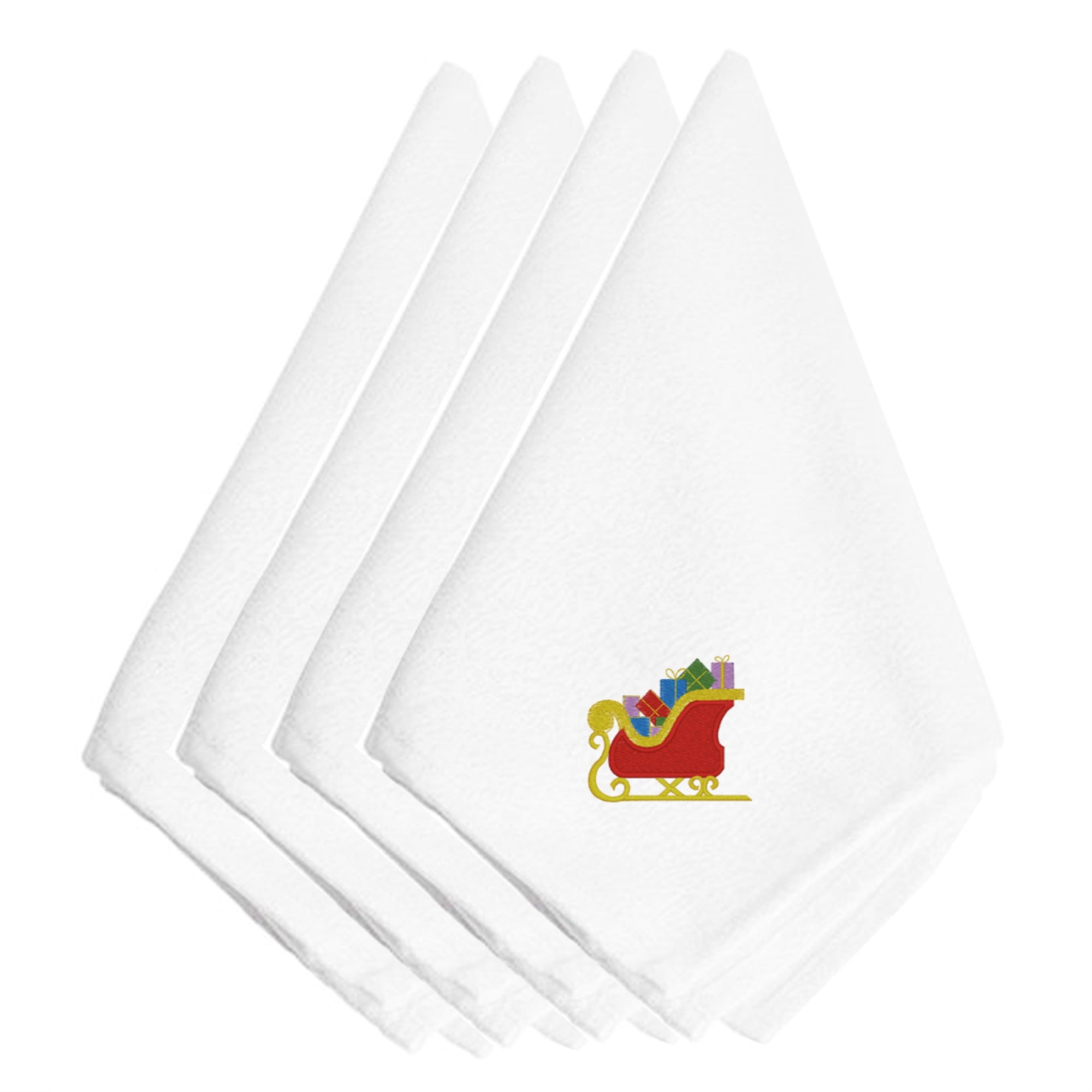 'Caroline'S Treasures Embt2425Npke Christmas Santa'S Sleigh Embroidered Napkins (Set Of 4), 20'''', Multicolor''