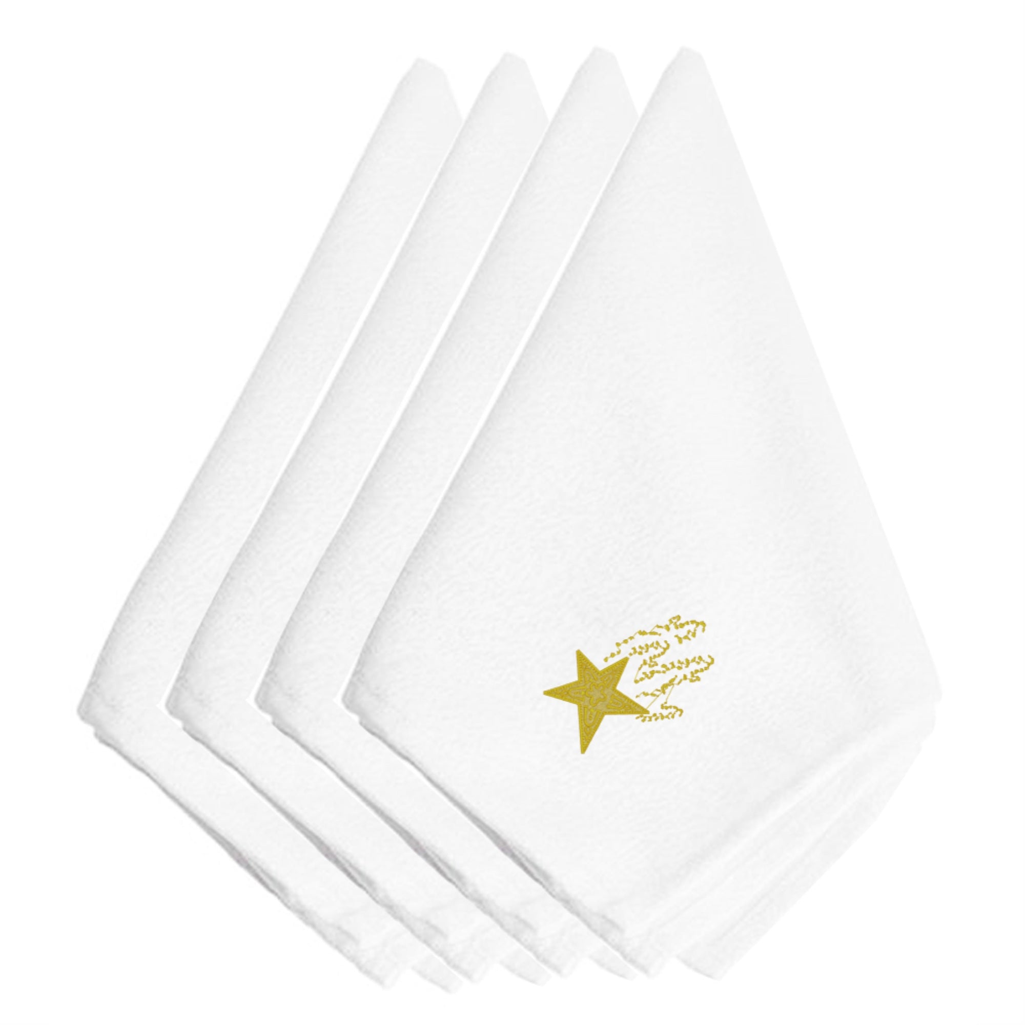 'Caroline'S Treasures Embt2982Npke Christmas Gold Star Embroidered Napkins (Set Of 4), 20'''', Multicolor''