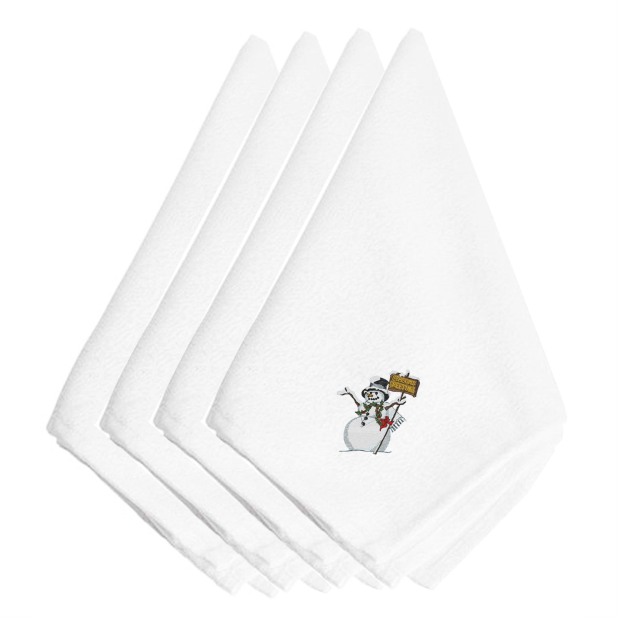 'Caroline'S Treasures Embt2983Npke Christmas Seasons Greetings Snowman Embroidered Napkins (Set Of 4), 20'''', Multicolor''