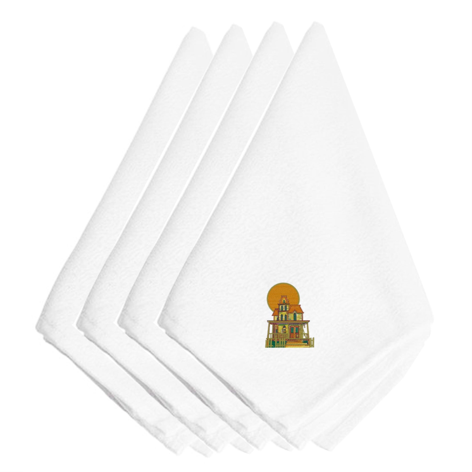 'Caroline'S Treasures Embt3508Npke Halloween Haunted House Embroidered Napkins (Set Of 4), 20'''', Multicolor''