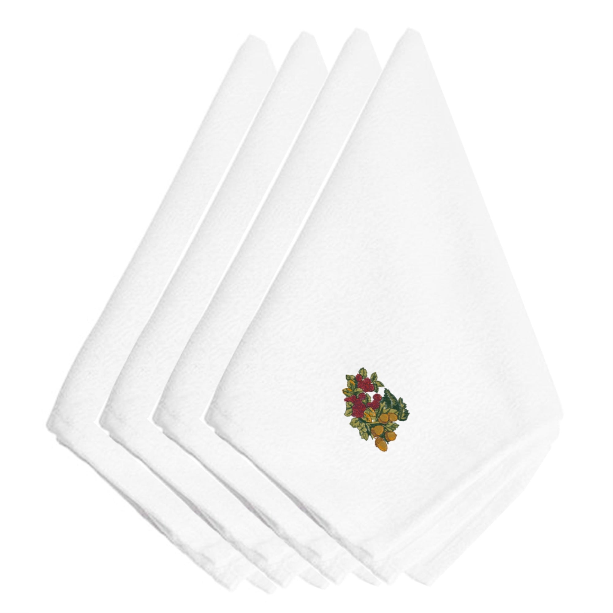 'Caroline'S Treasures Embt3817Npke Fall Raspberries And Acorns Embroidered Napkins (Set Of 4), 20'''', Multicolor''