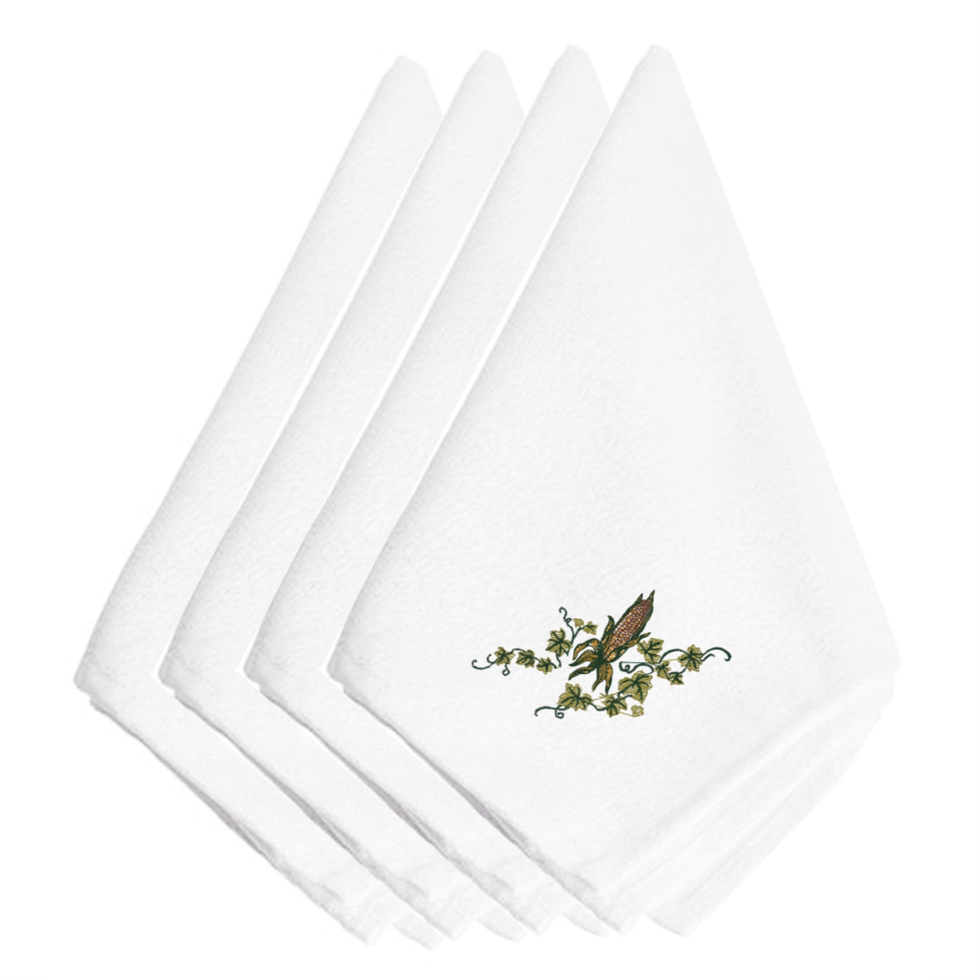 'Caroline'S Treasures Embt3819Npke Fall Ear Of Corn And Ivy Embroidered Napkins (Set Of 4), 20'''', Multicolor''