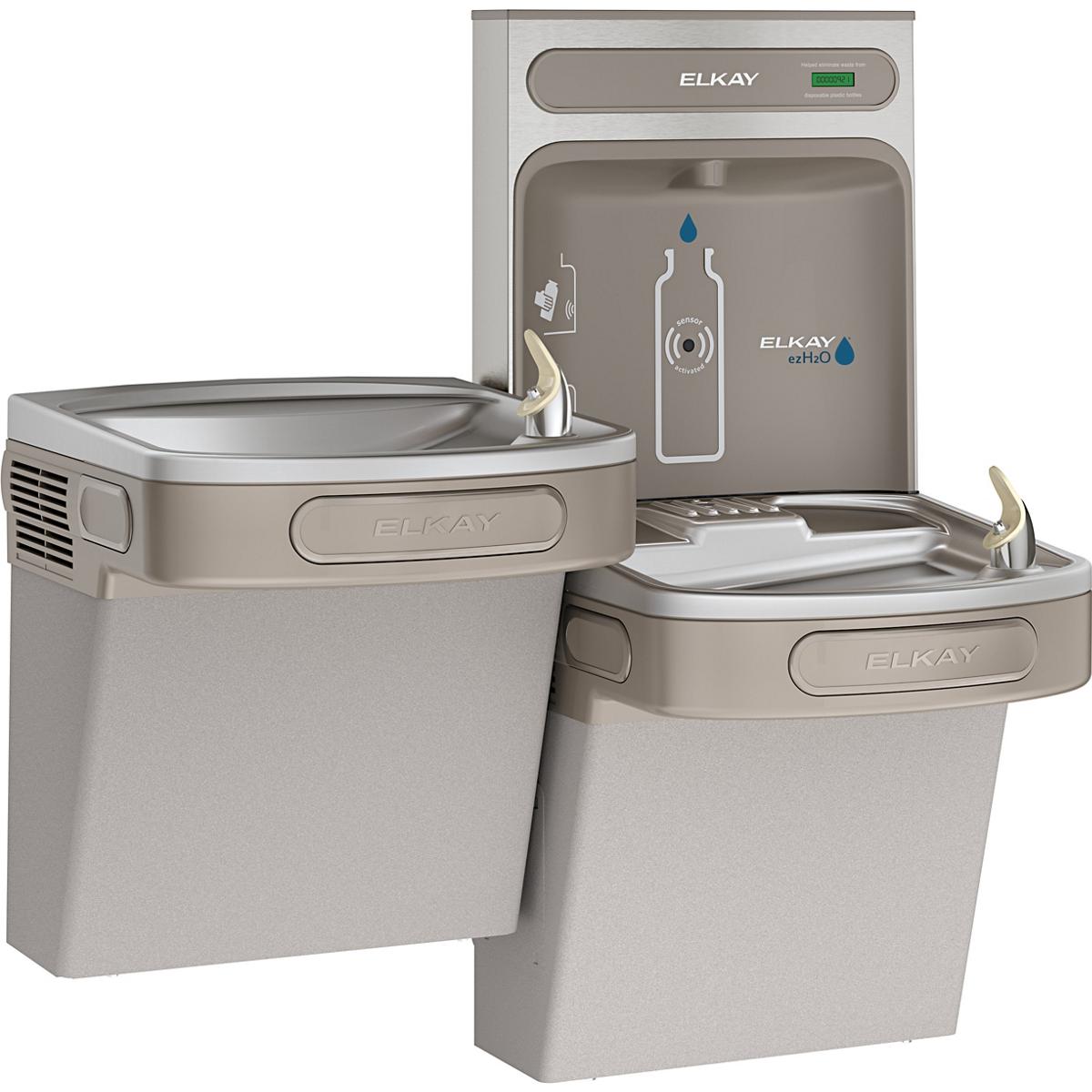 Elkay Ezh2O Bottle Filling Station & Versatile Bi-Level Ada Cooler, Non-Filtered 8 Gph Light Gray