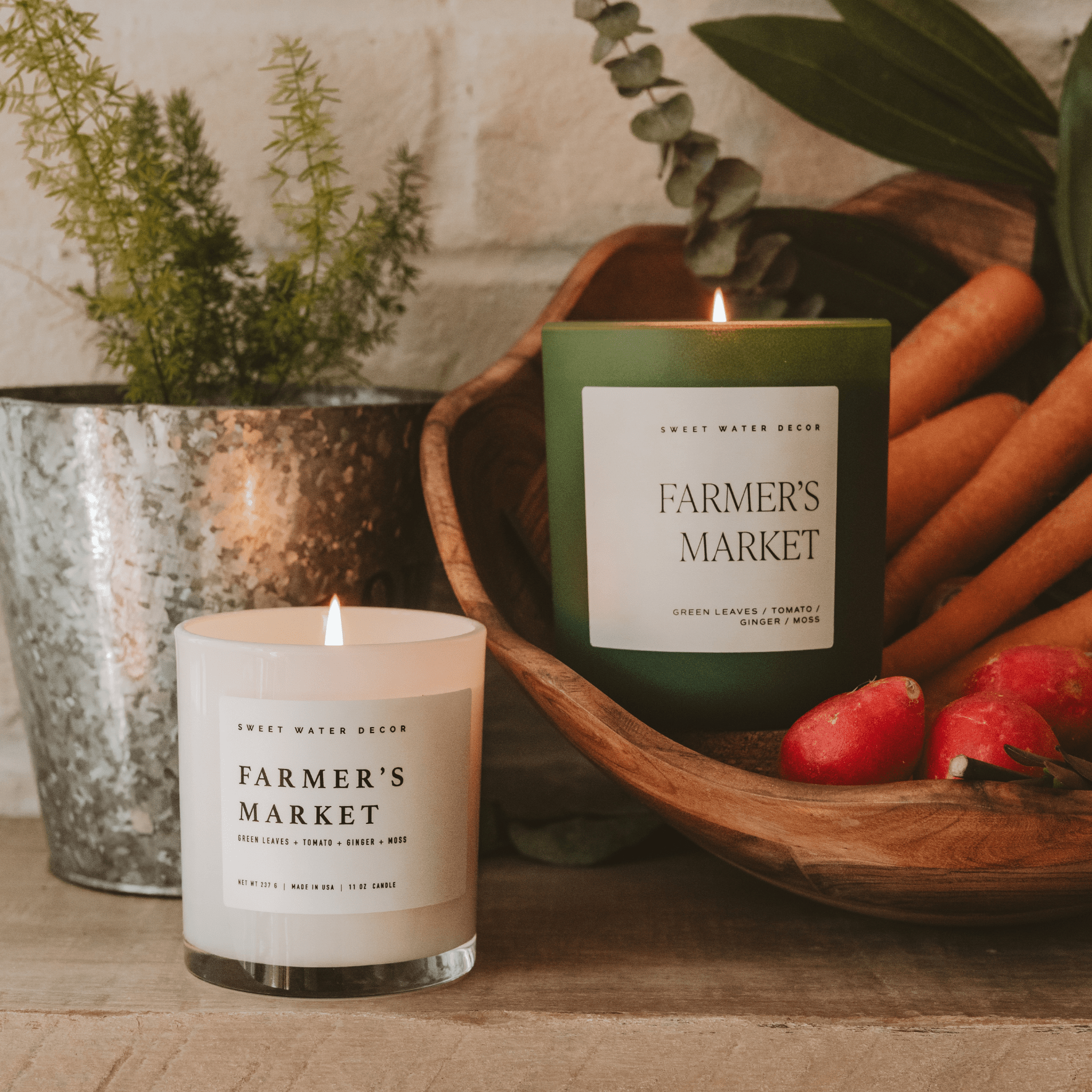 Farmer's Market Soy Candle - Green Matte Jar - 15 oz