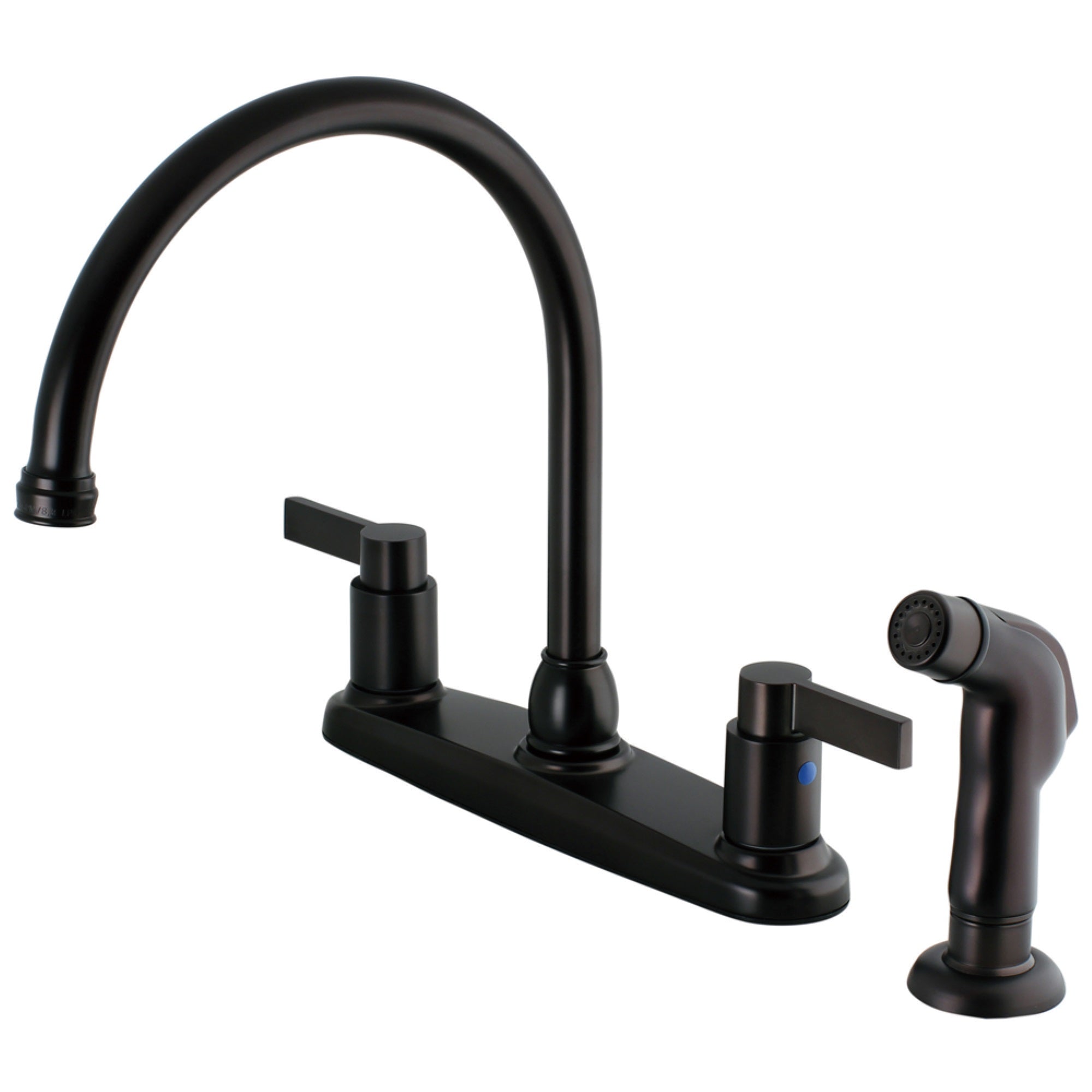 Kingston Brass Fb2795Ndlsp Nuvofusion 8-Inch Centerset Kitchen Faucet With Sprayer, Oil Rubbed Bronze