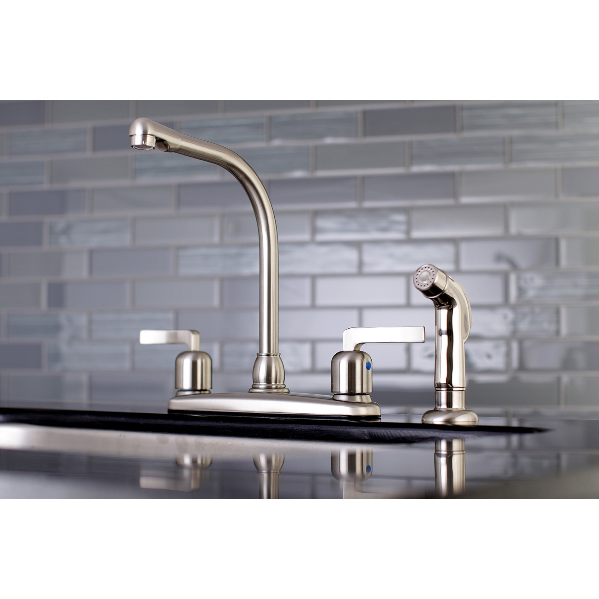 Kingston Brass FB758EFLSP Centurion 8-Inch Centerset Kitchen Faucet with Sprayer  Brushed Nickel