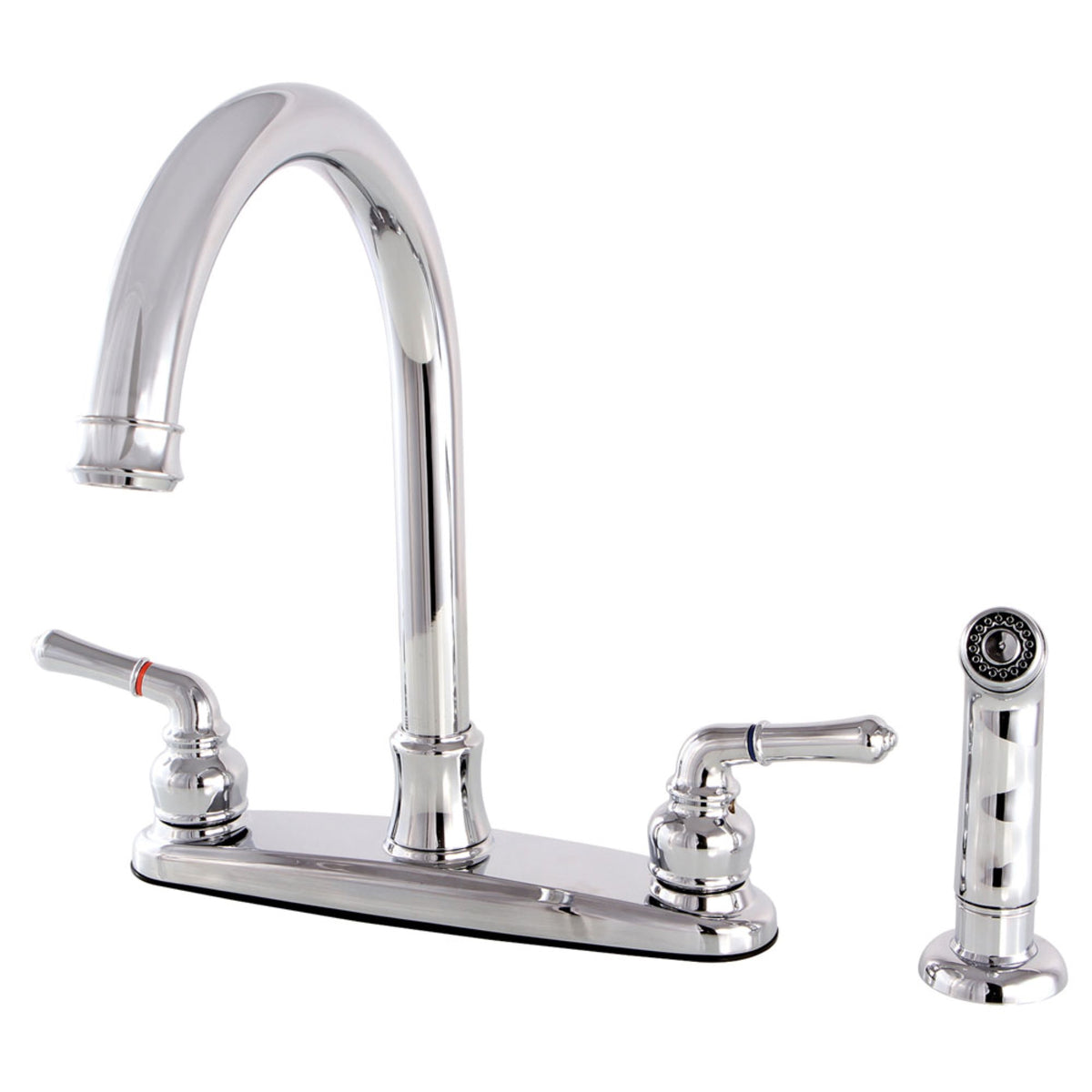 Kingston Brass Fb7791Nmlsp Naples 8-Inch Centerset Kitchen Faucet With Sprayer, Polished Chrome