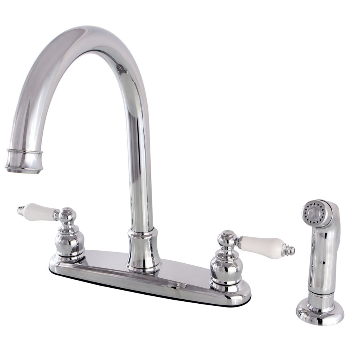 Kingston Brass Fb7791Plsp Victorian 8-Inch Centerset Kitchen Faucet With Sprayer, Polished Chrome