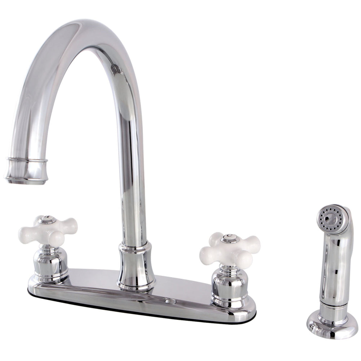 Kingston Brass Fb7791Pxsp Victorian 8-Inch Centerset Kitchen Faucet With Sprayer, Polished Chrome