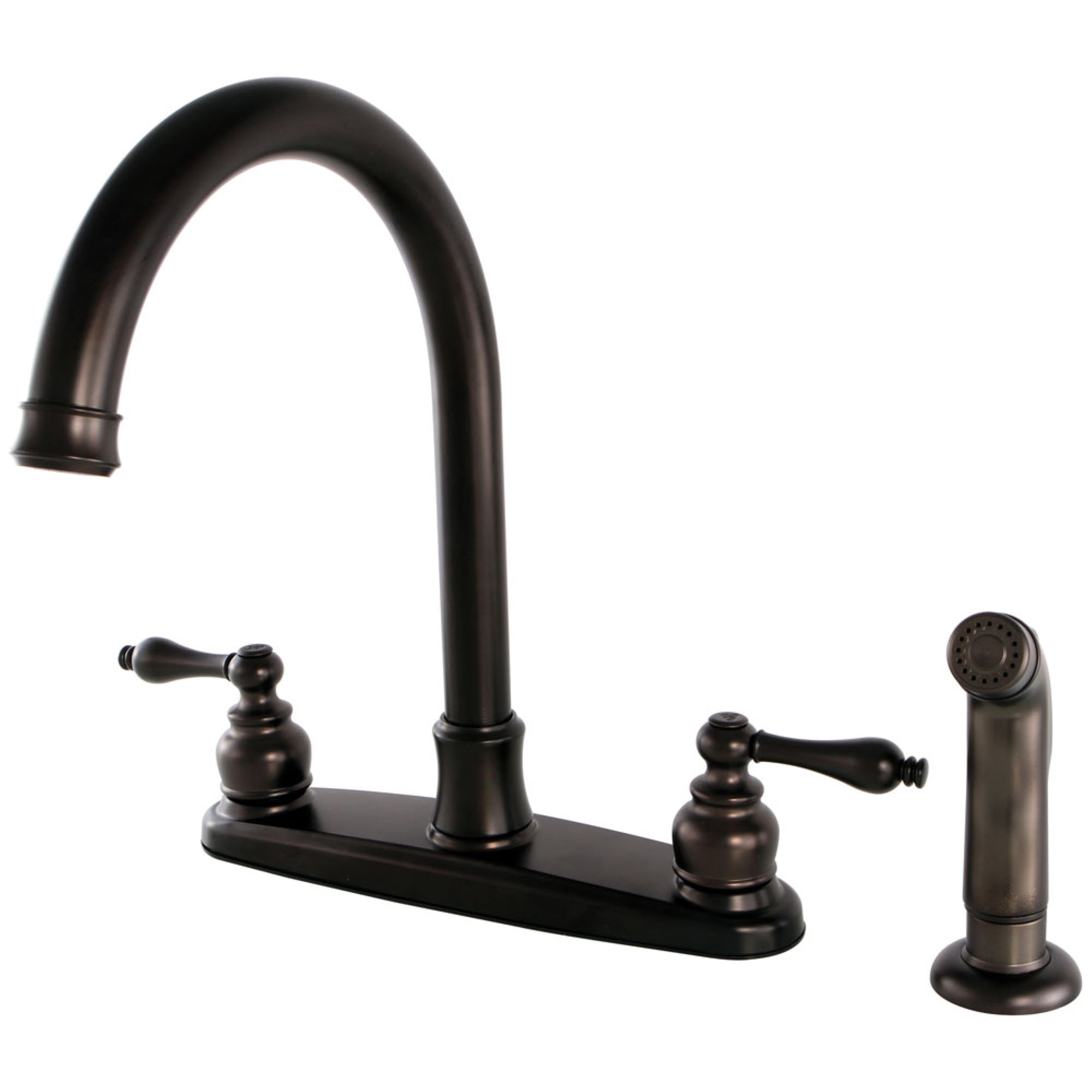 Kingston Brass Fb7795Alsp Victorian 8-Inch Centerset Kitchen Faucet With Sprayer, Oil Rubbed Bronze