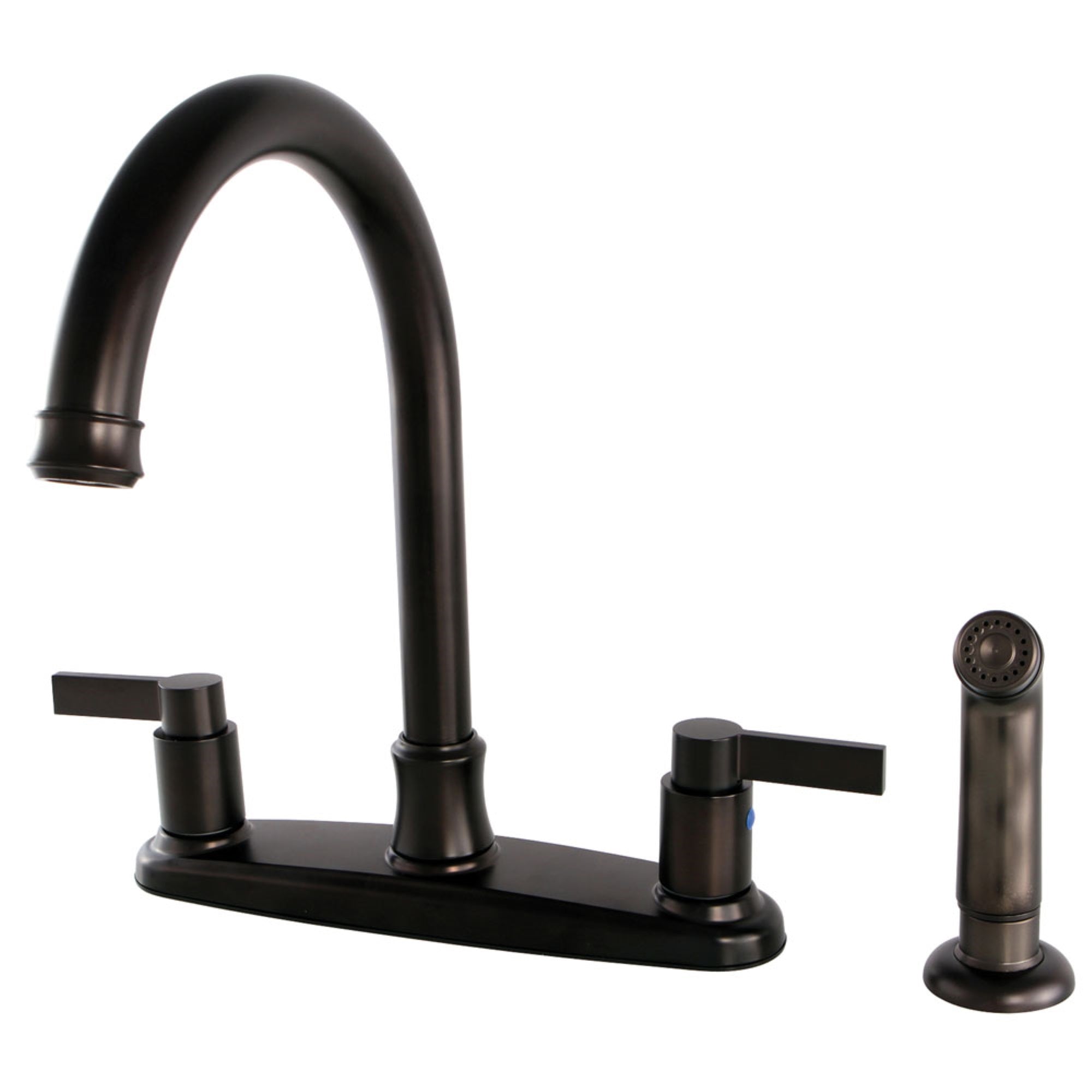 Kingston Brass Fb7795Ndlsp Nuvofusion 8-Inch Centerset Kitchen Faucet With Sprayer, Oil Rubbed Bronze