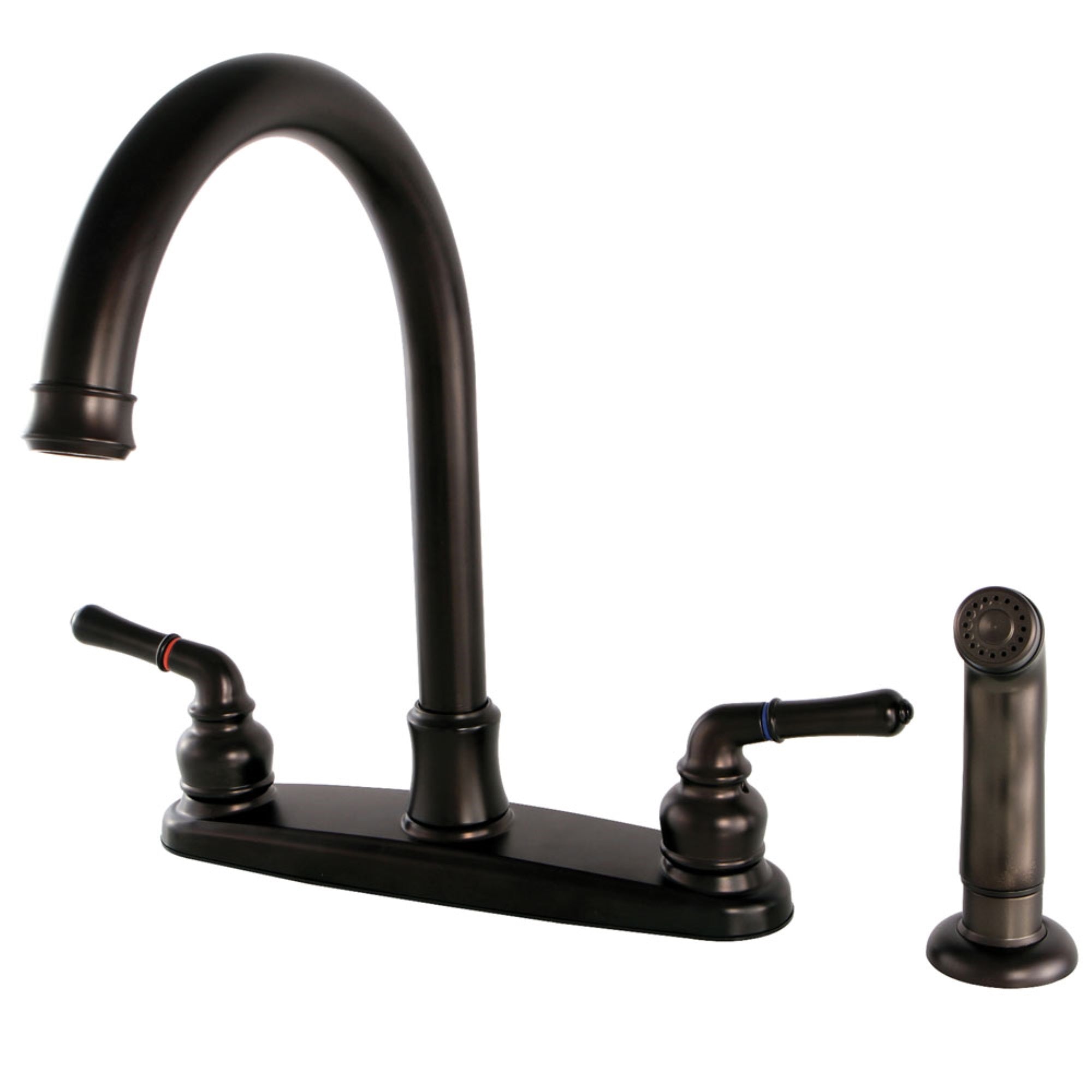 Kingston Brass Fb7795Nmlsp Naples 8-Inch Centerset Kitchen Faucet With Sprayer, Oil Rubbed Bronze