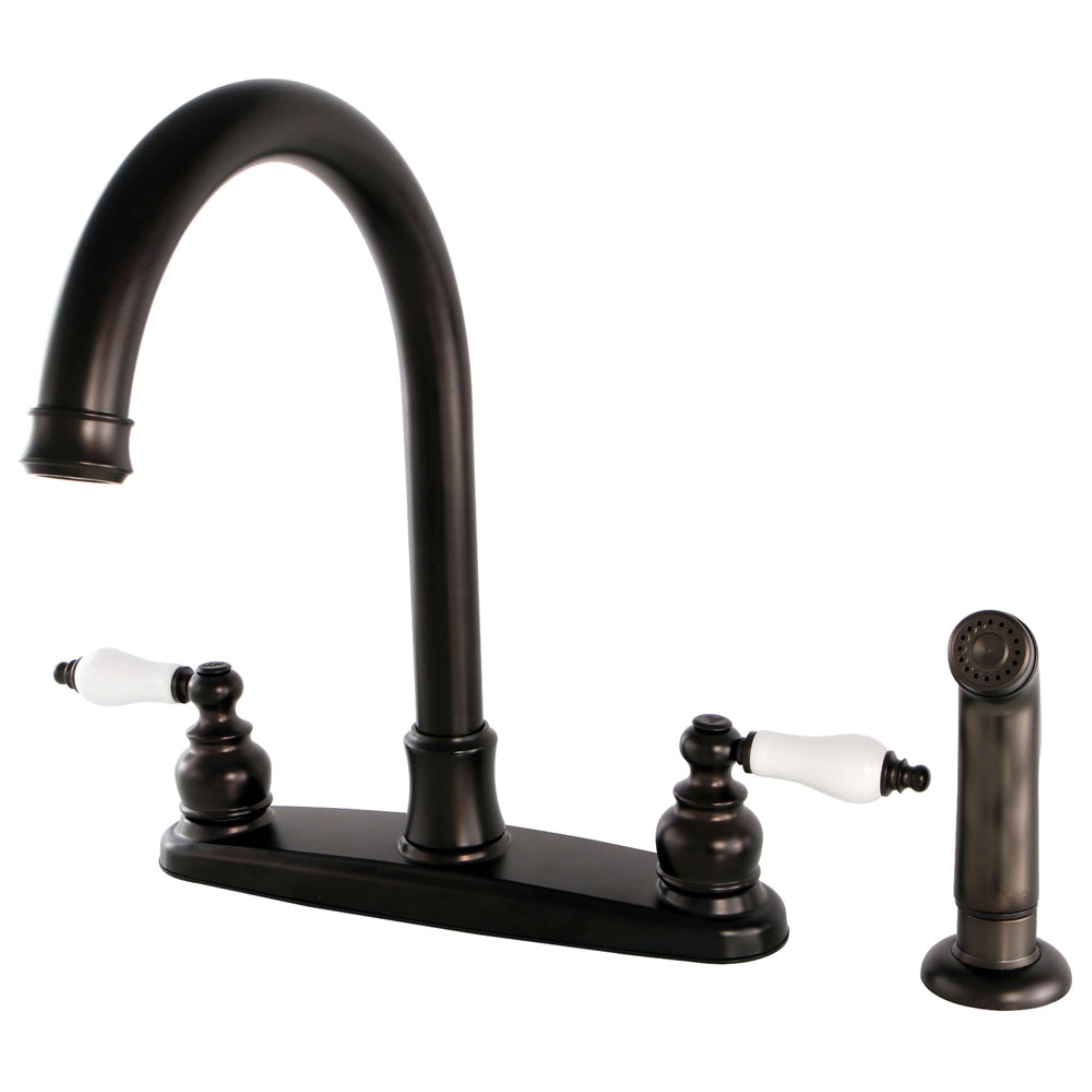 Kingston Brass Fb7795Plsp Victorian 8-Inch Centerset Kitchen Faucet With Sprayer, Oil Rubbed Bronze