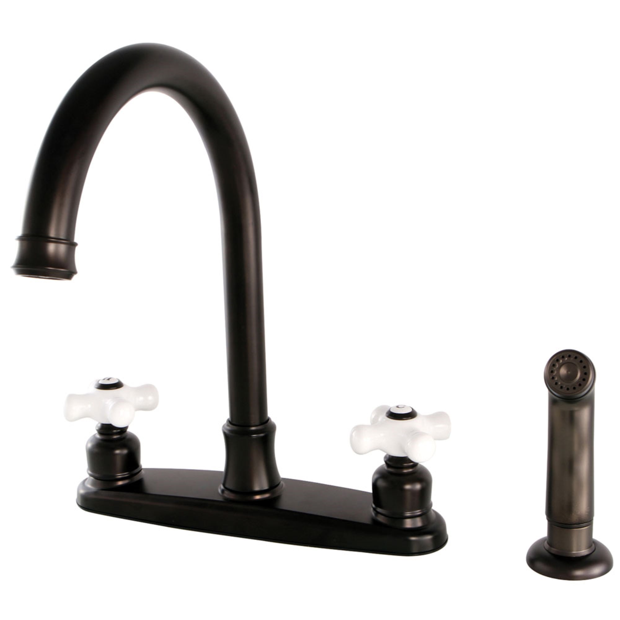 Kingston Brass Fb7795Pxsp Victorian 8-Inch Centerset Kitchen Faucet With Sprayer, Oil Rubbed Bronze
