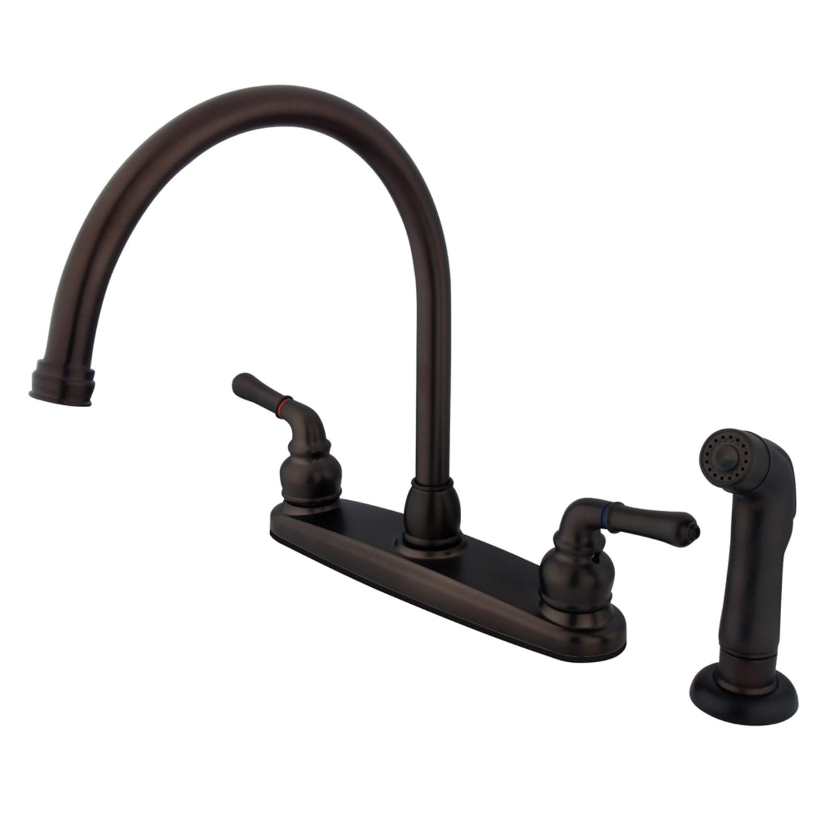 Kingston Brass Fb795Sp Magellan 8-Inch Centerset Kitchen Faucet With Sprayer, Oil Rubbed Bronze