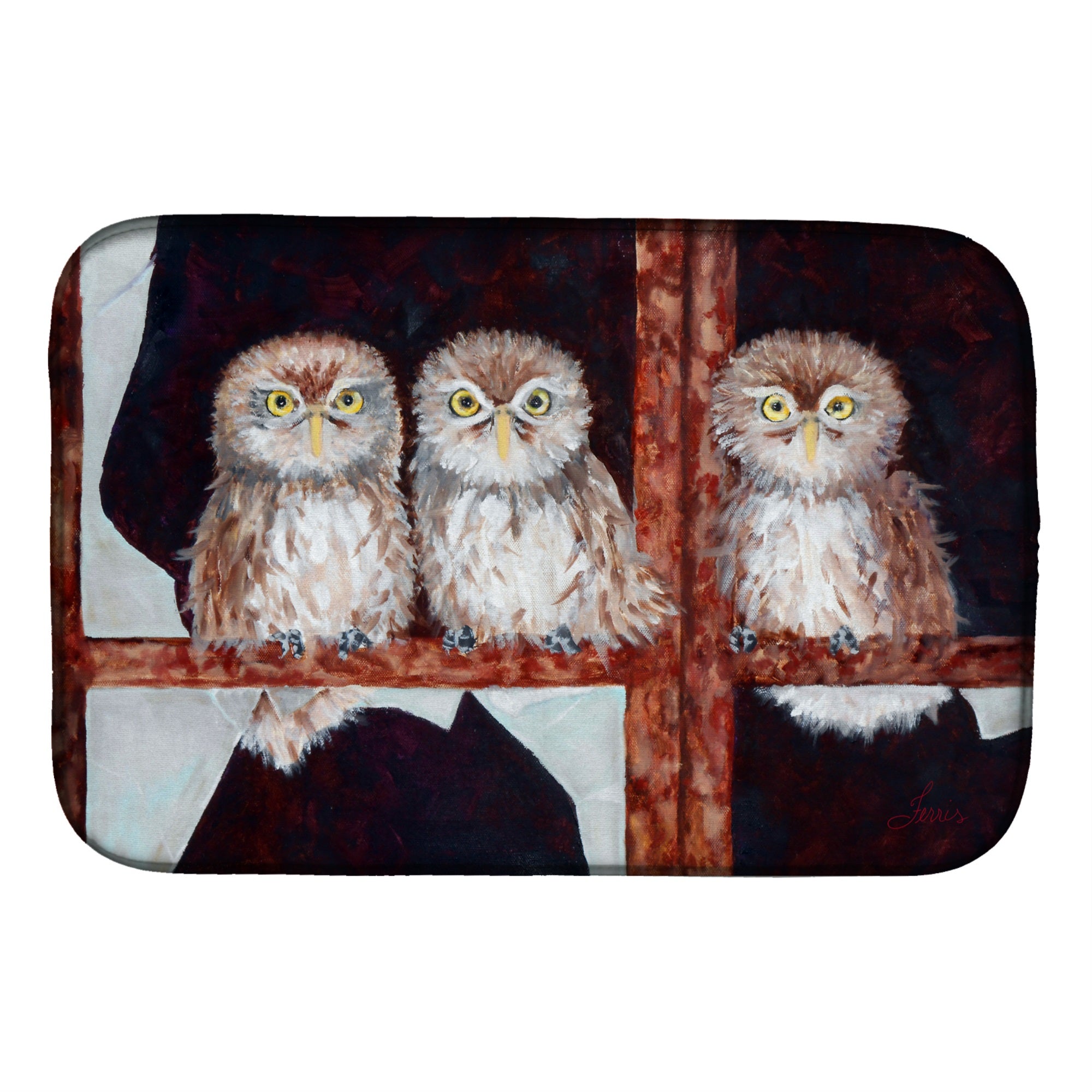 Owls By Ferris Hotard Dish Drying Mat