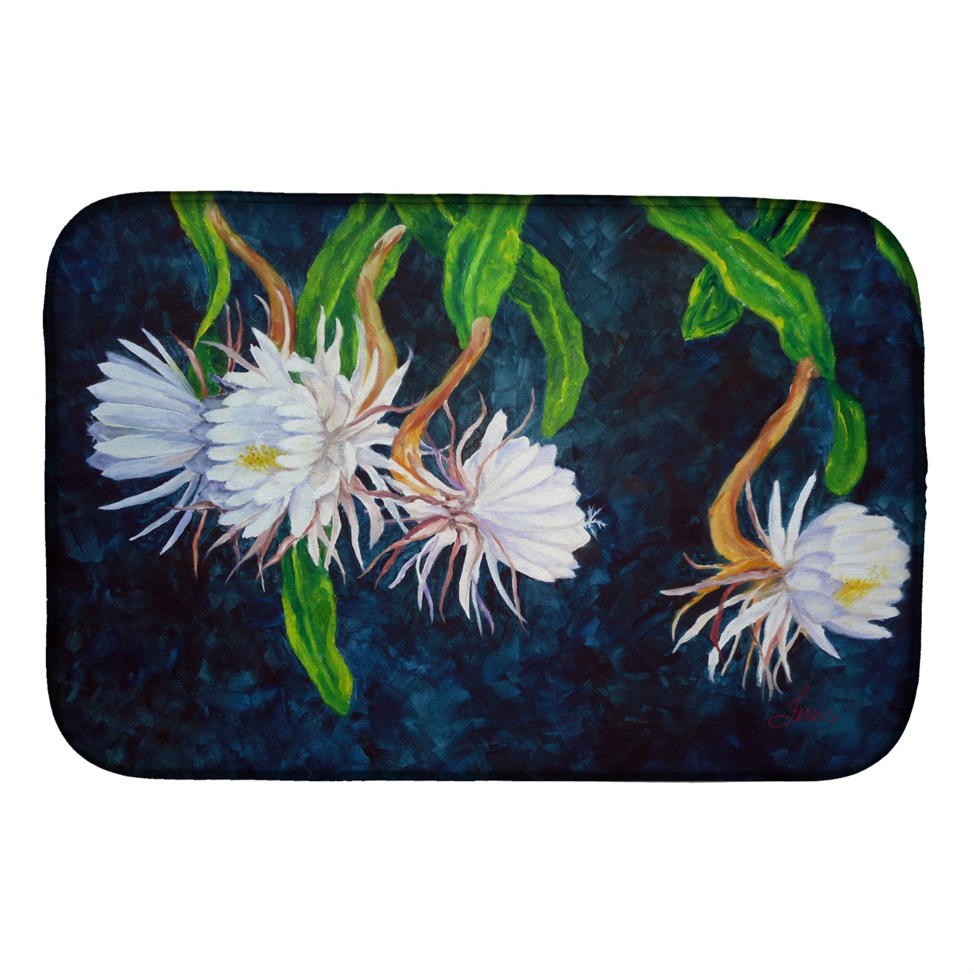 Night Blooming Cereus By Ferris Hotard Dish Drying Mat