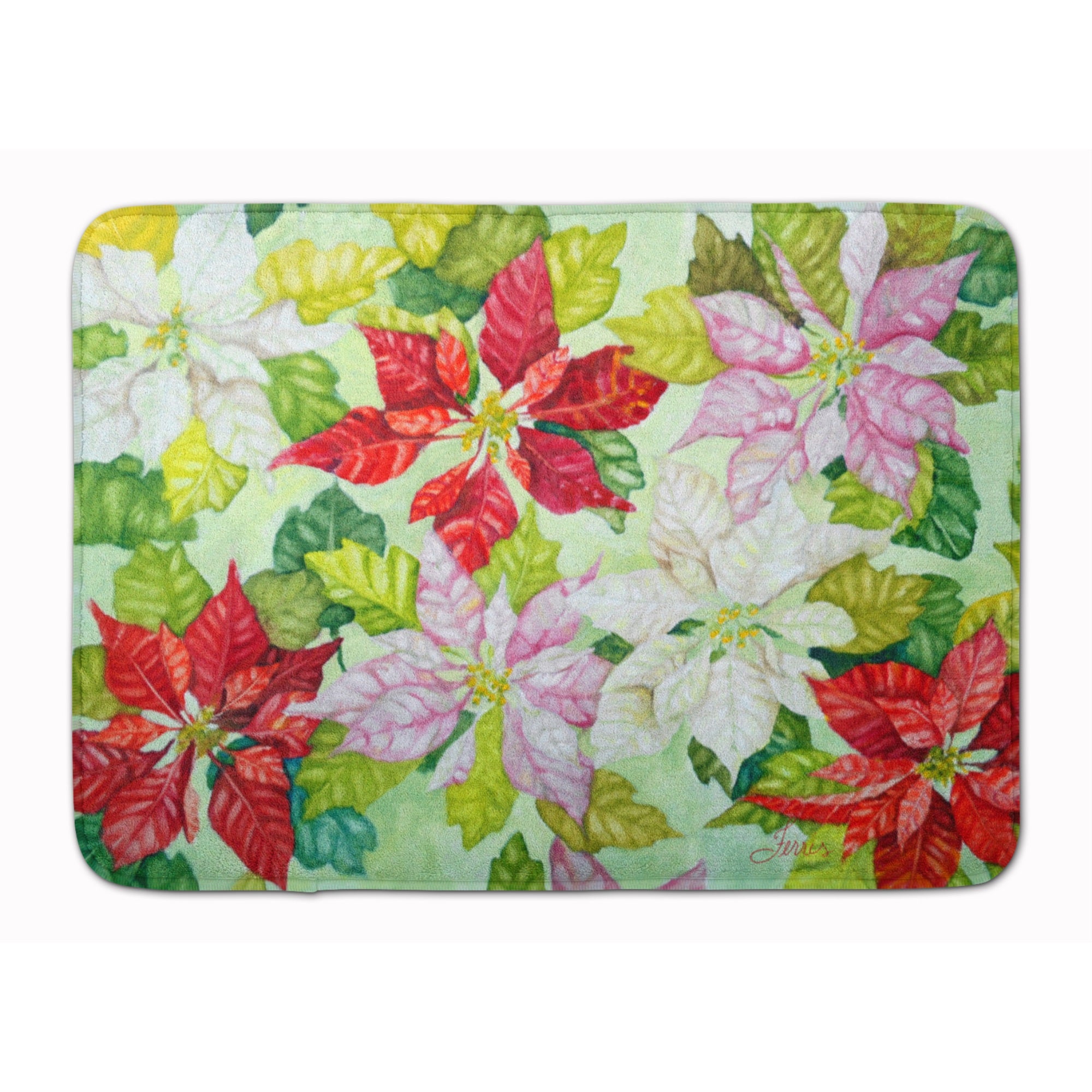 Poinsettias By Ferris Hotard Machine Washable Memory Foam Mat