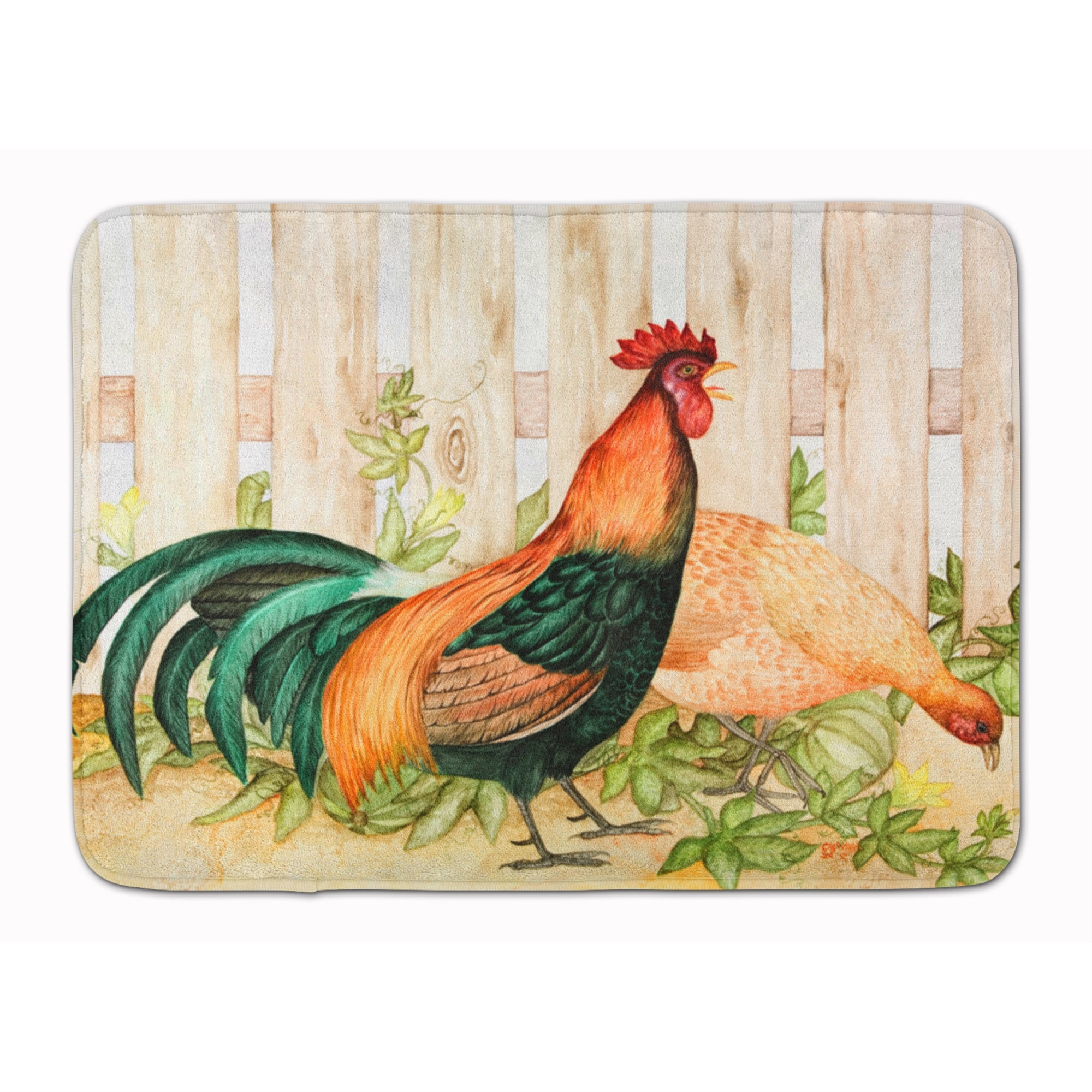 Chicken And Rooster By Ferris Hotard Machine Washable Memory Foam Mat