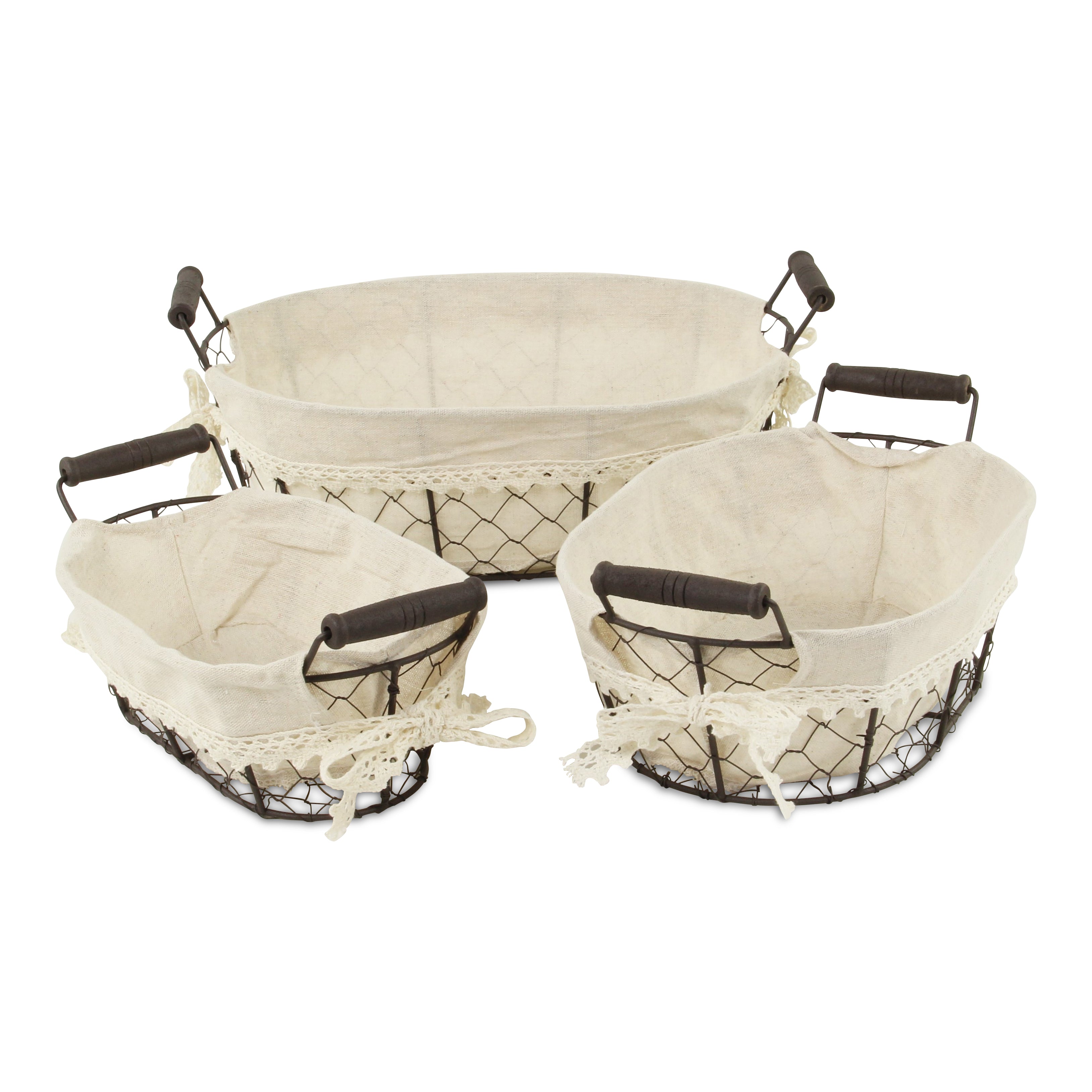 Raphina Set Of 3 Lined Wire Trays - Oval