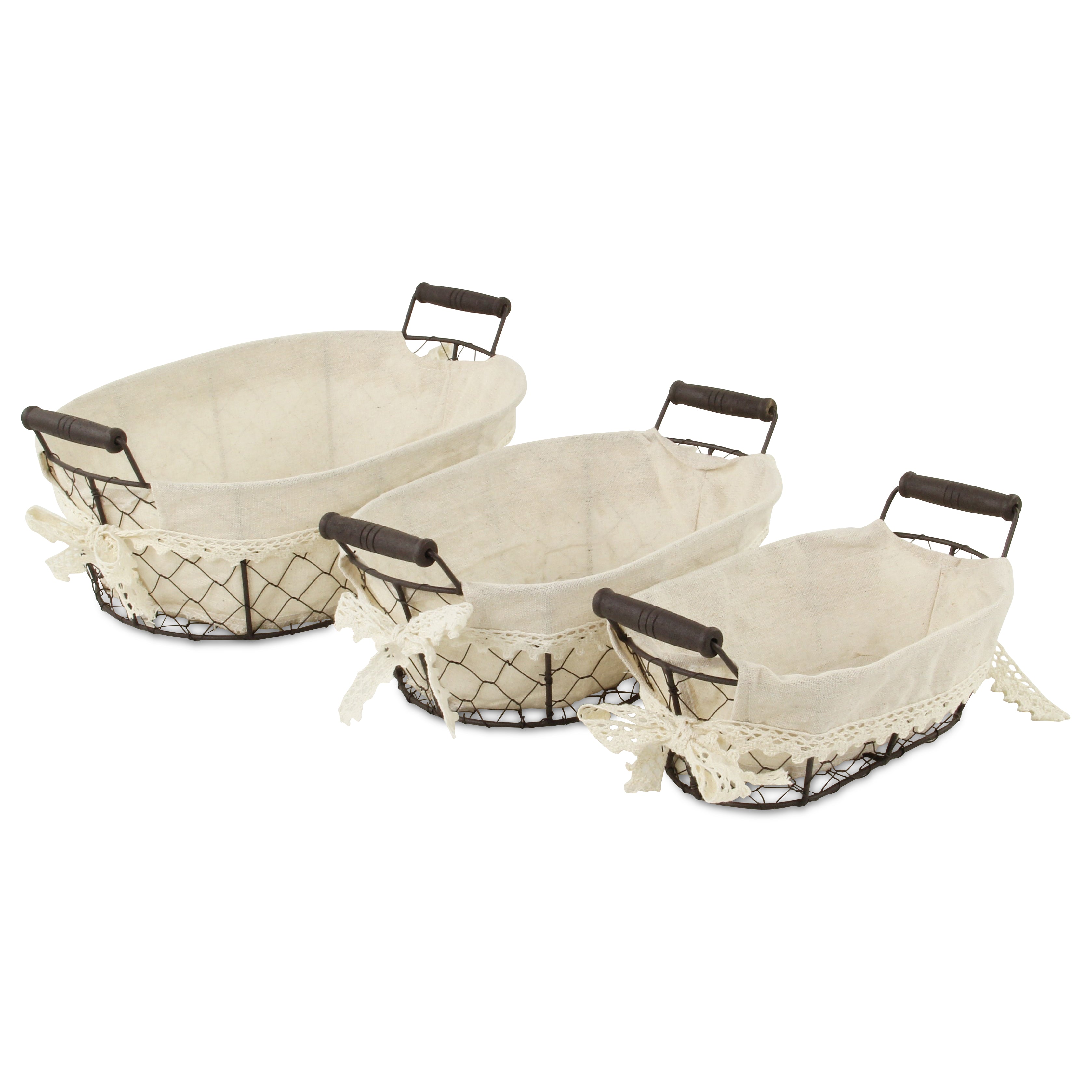 Raphina Set Of 3 Lined Wire Trays - Oval